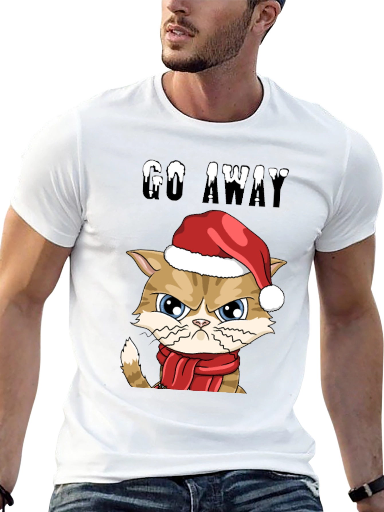 Black Grumpy Cat Christmas T-Shirt - Go Away view 13