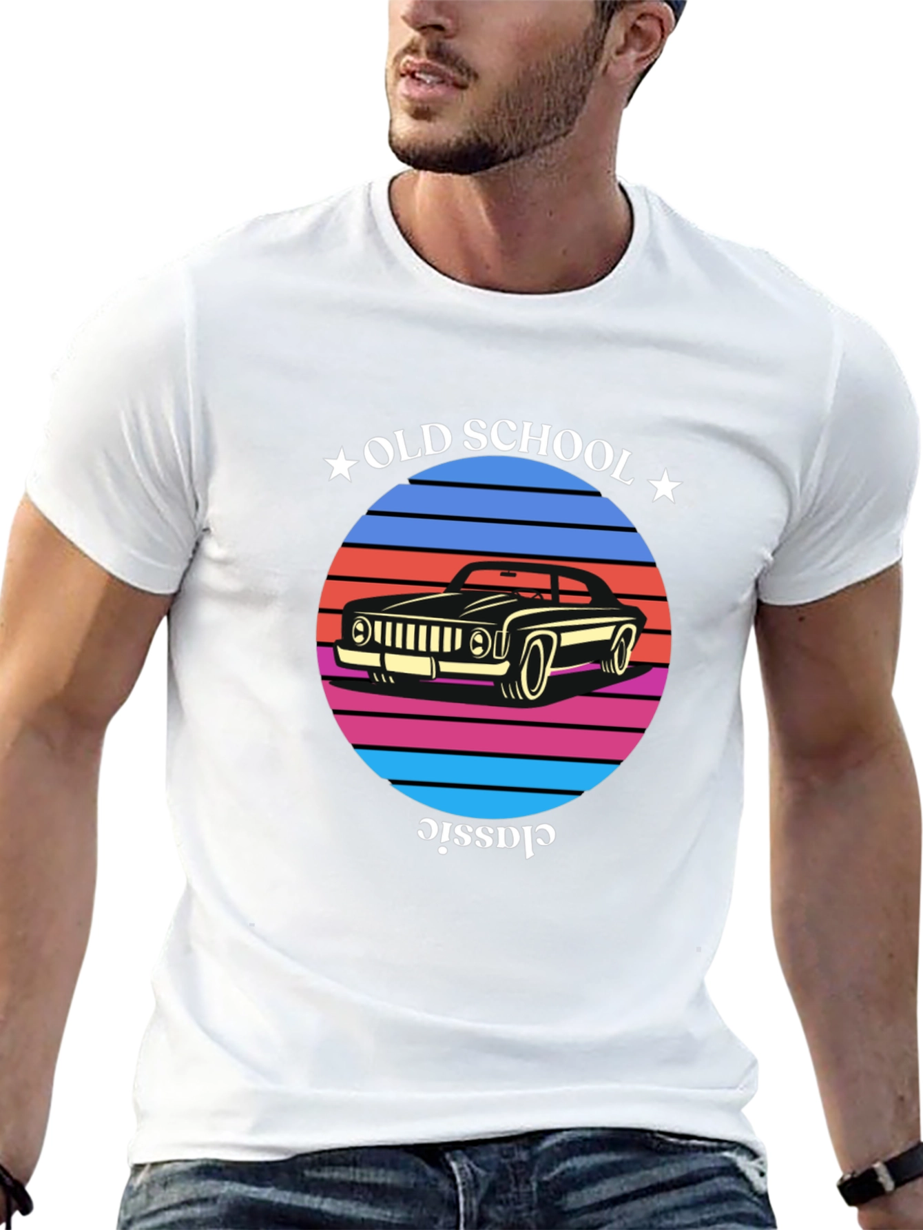 Black Old School Classic Car T-Shirt view 13