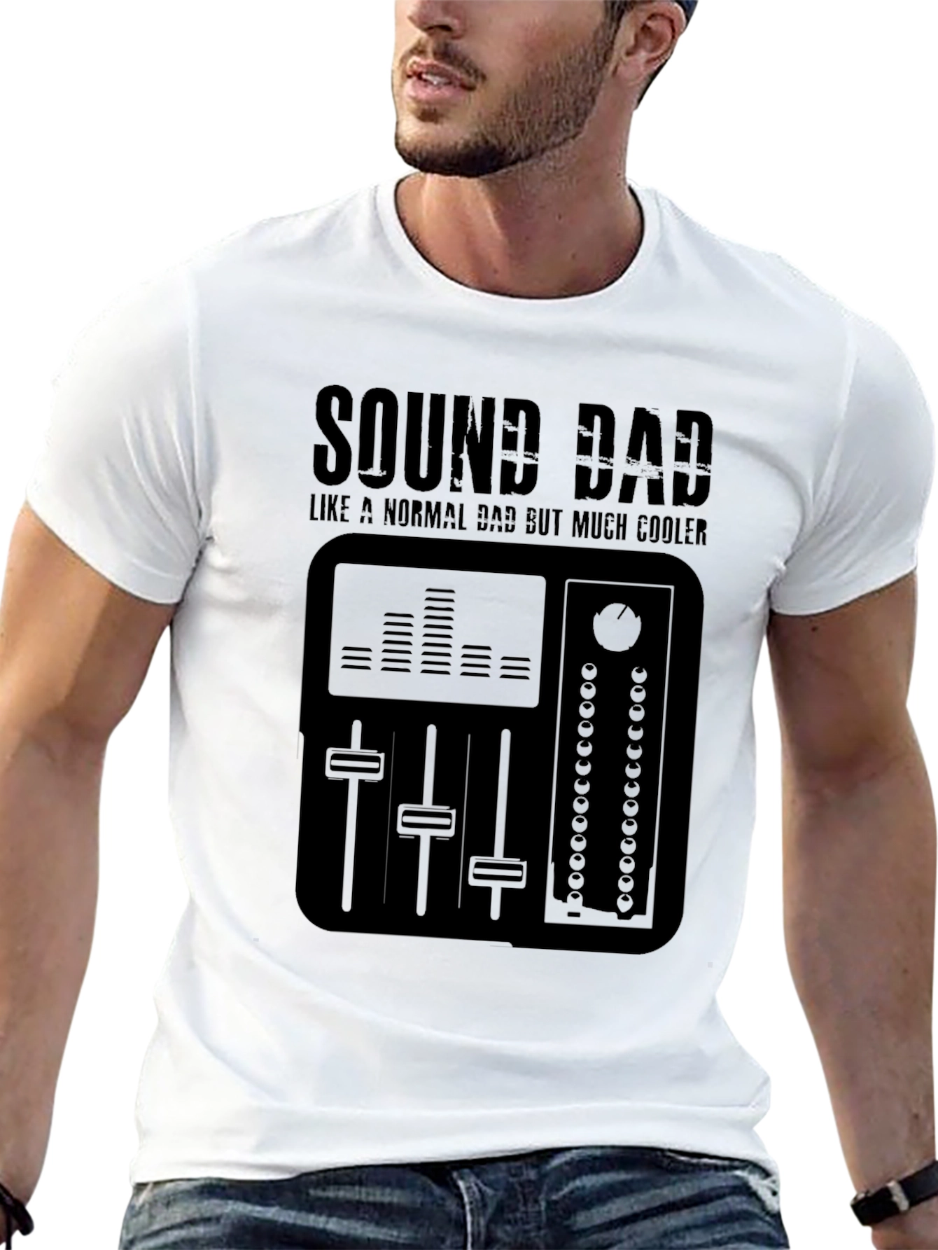 Black Sound Dad T-Shirt - Cool Dad Mixer Tee view 13
