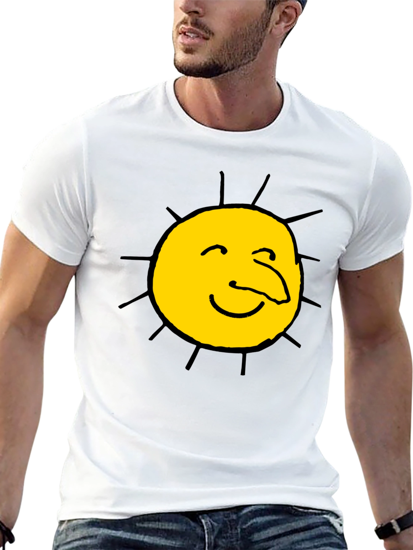 Black Funny Sun Face Graphic Black T-Shirt view 13