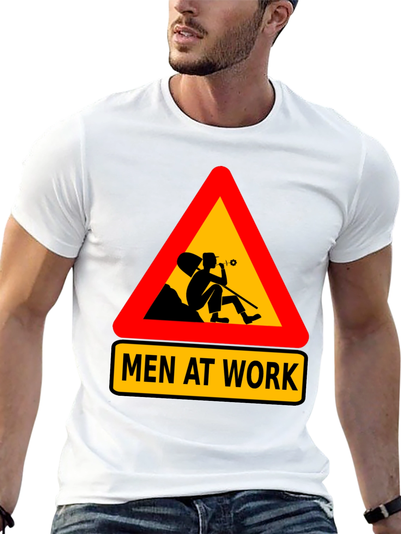 Black Men at Work Graphic Tee - Funny Black T-Shirt view 13