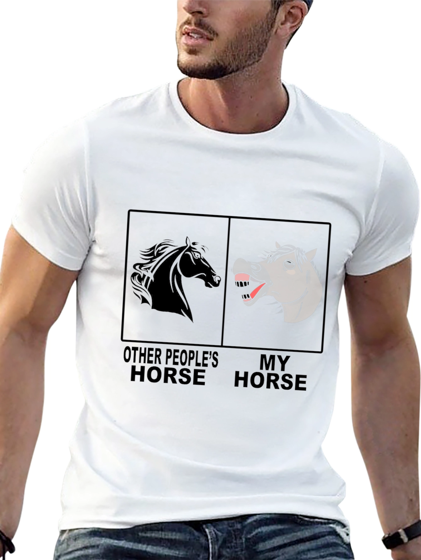 Black Funny Horse T-Shirt - Other People's Horse, My Horse view 13