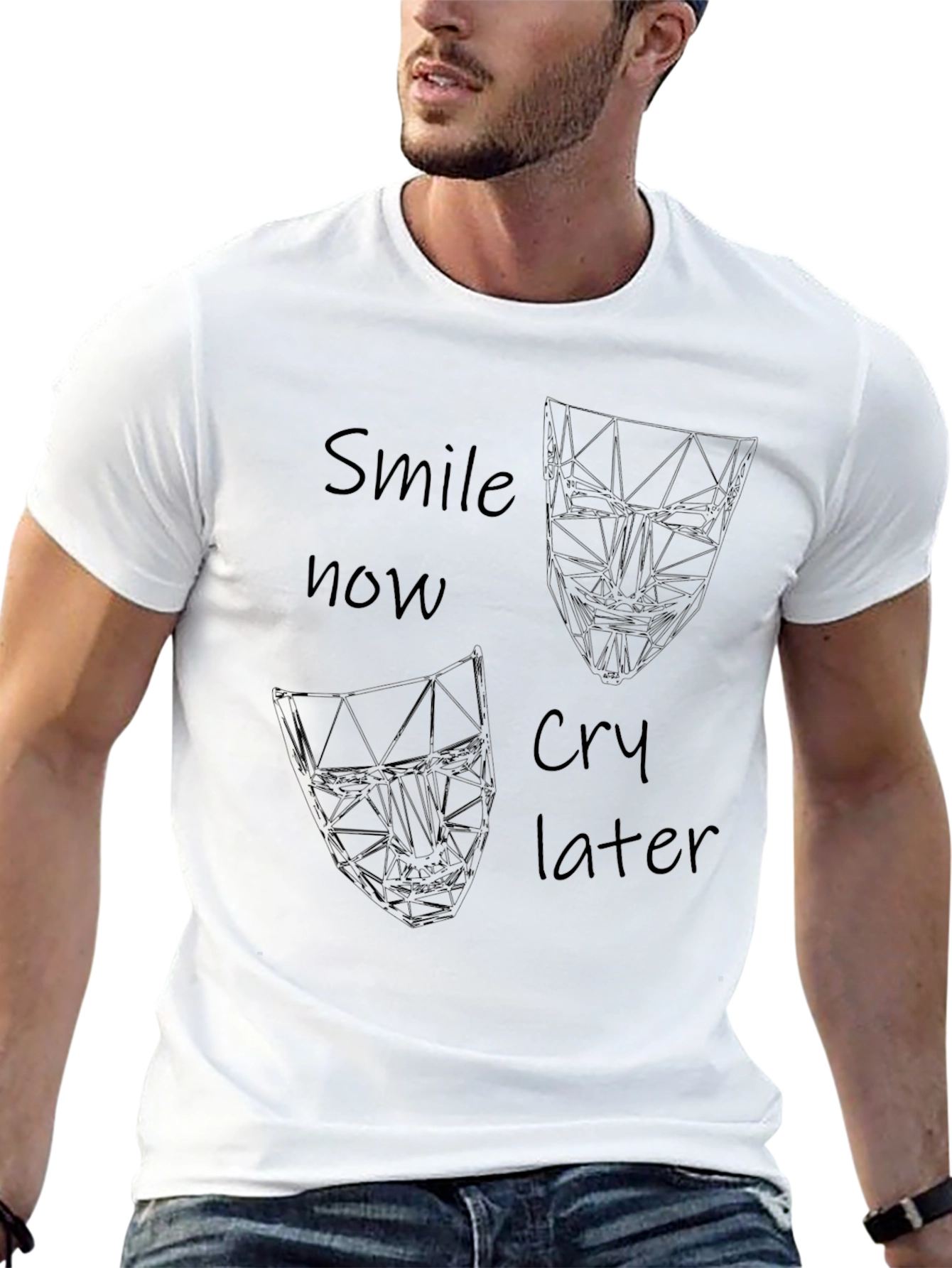 Black Smile Now Cry Later Graphic Black Tee view 13