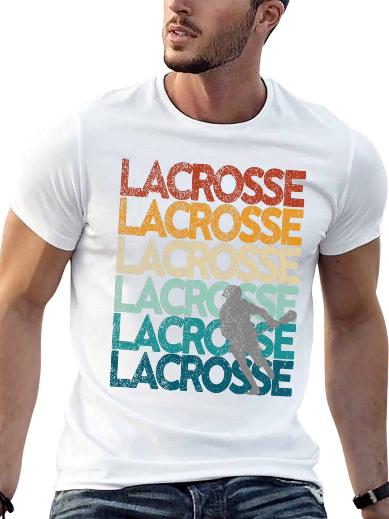 Retro Lacrosse Player Graphic Tee - 13