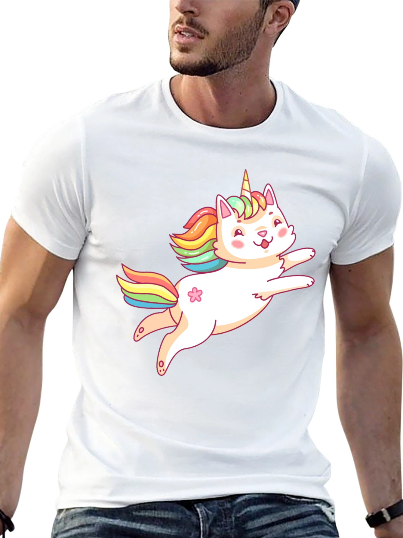 Black Unicorn Cat Graphic T-Shirt - Fun Cute Tee view 13