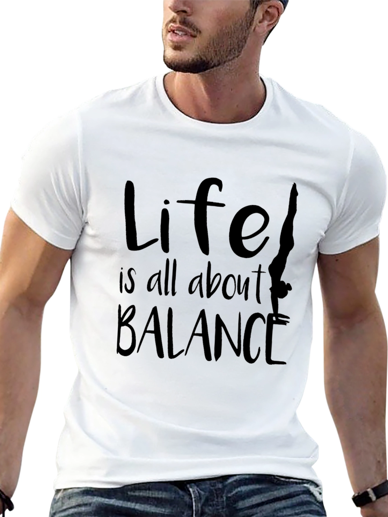 Black Life Balance Graphic Tee - Men's Black T-Shirt view 13
