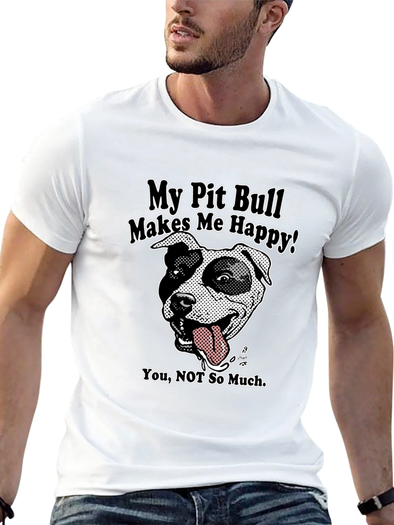 Black Pit Bull Lover T-Shirt - My Pit Bull Makes Me Happy view 13