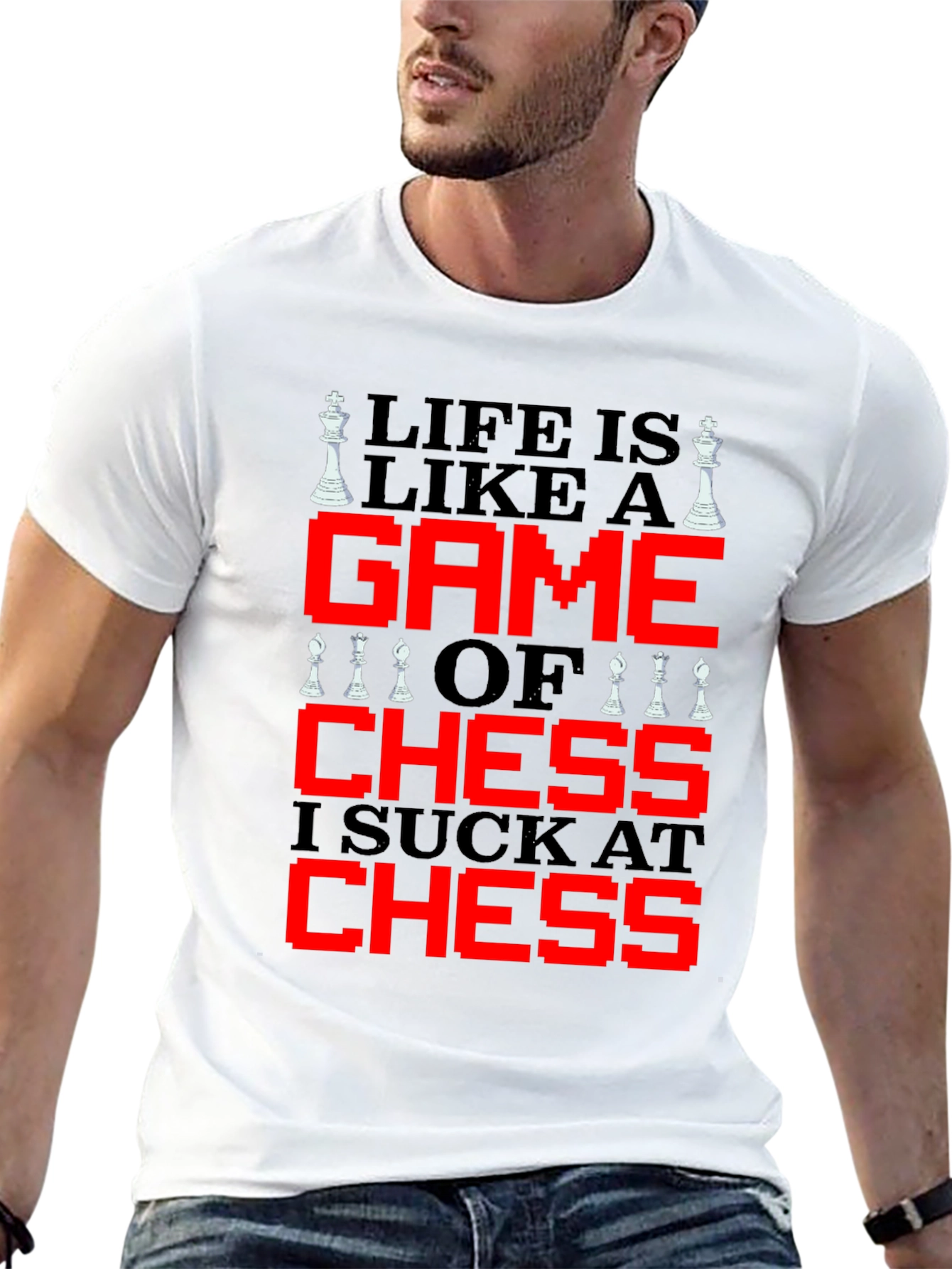 Black Life is Like Chess T-Shirt - Funny Game Tee view 13