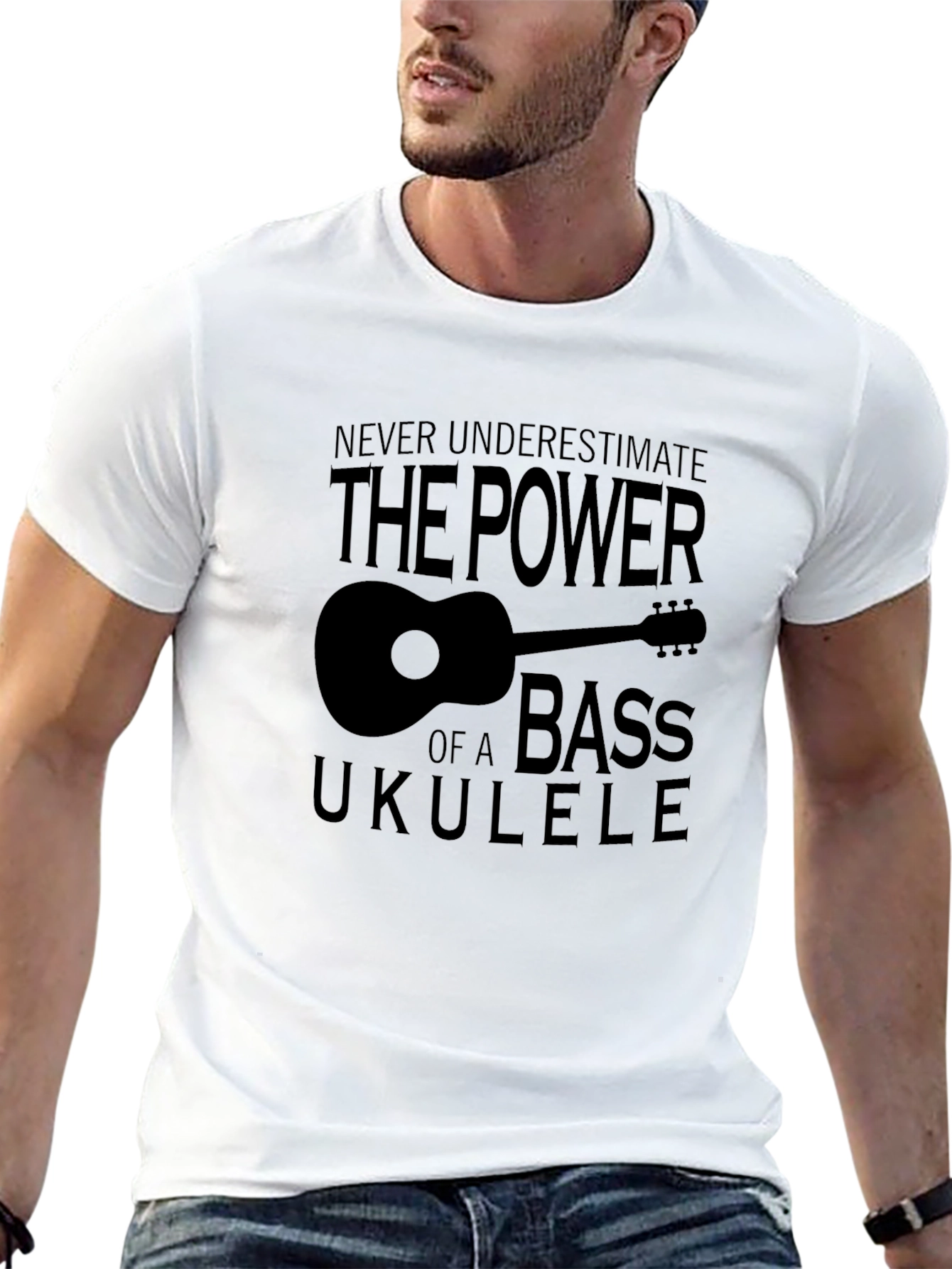 Black Bass Ukulele Power T-Shirt - Music Lover Tee view 13