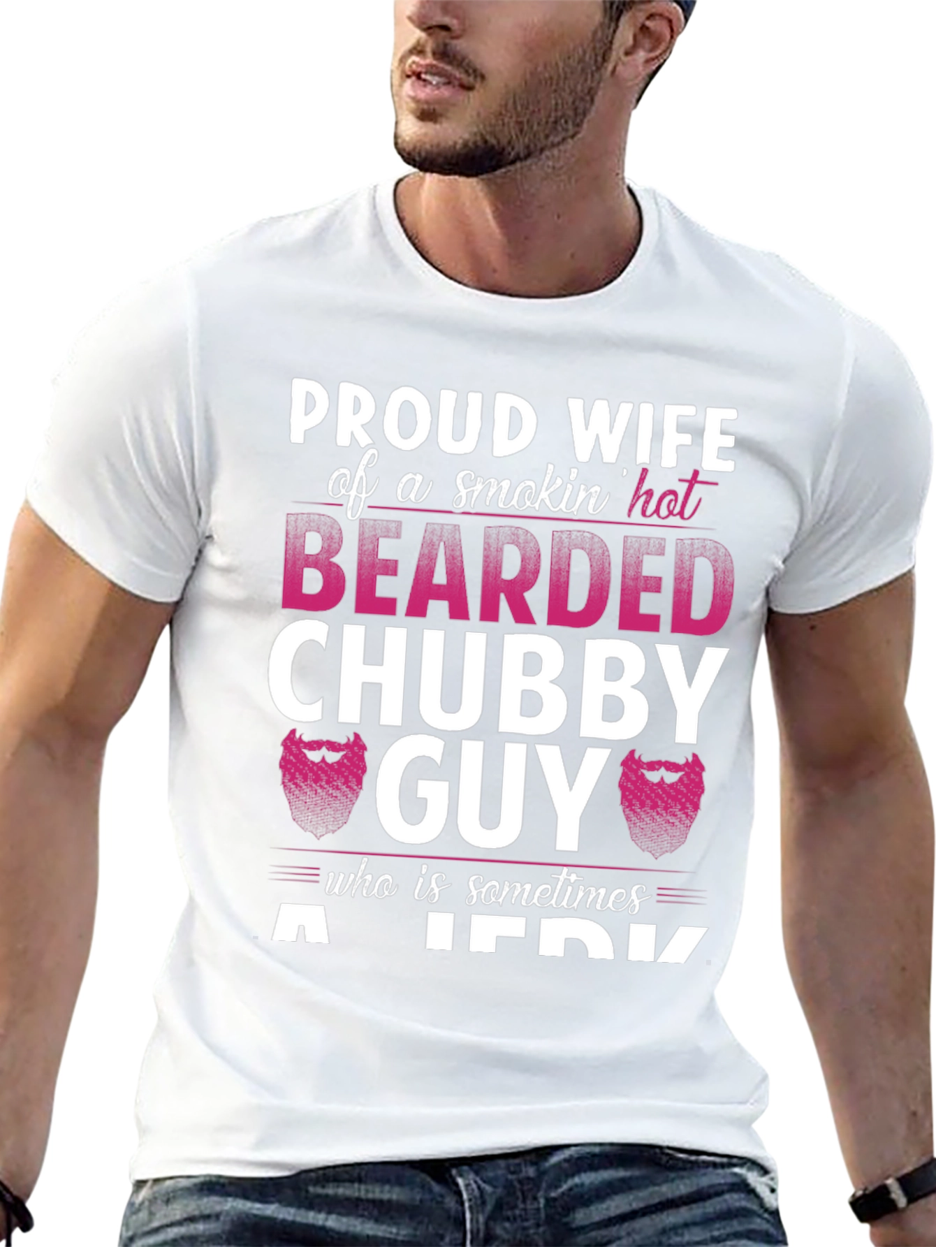 Black Proud Wife Bearded Chubby Guy T-Shirt view 13