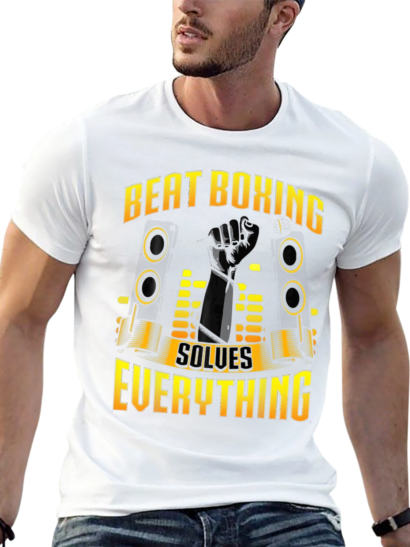 Black Beat Boxing Solves Everything Black T-Shirt view 13