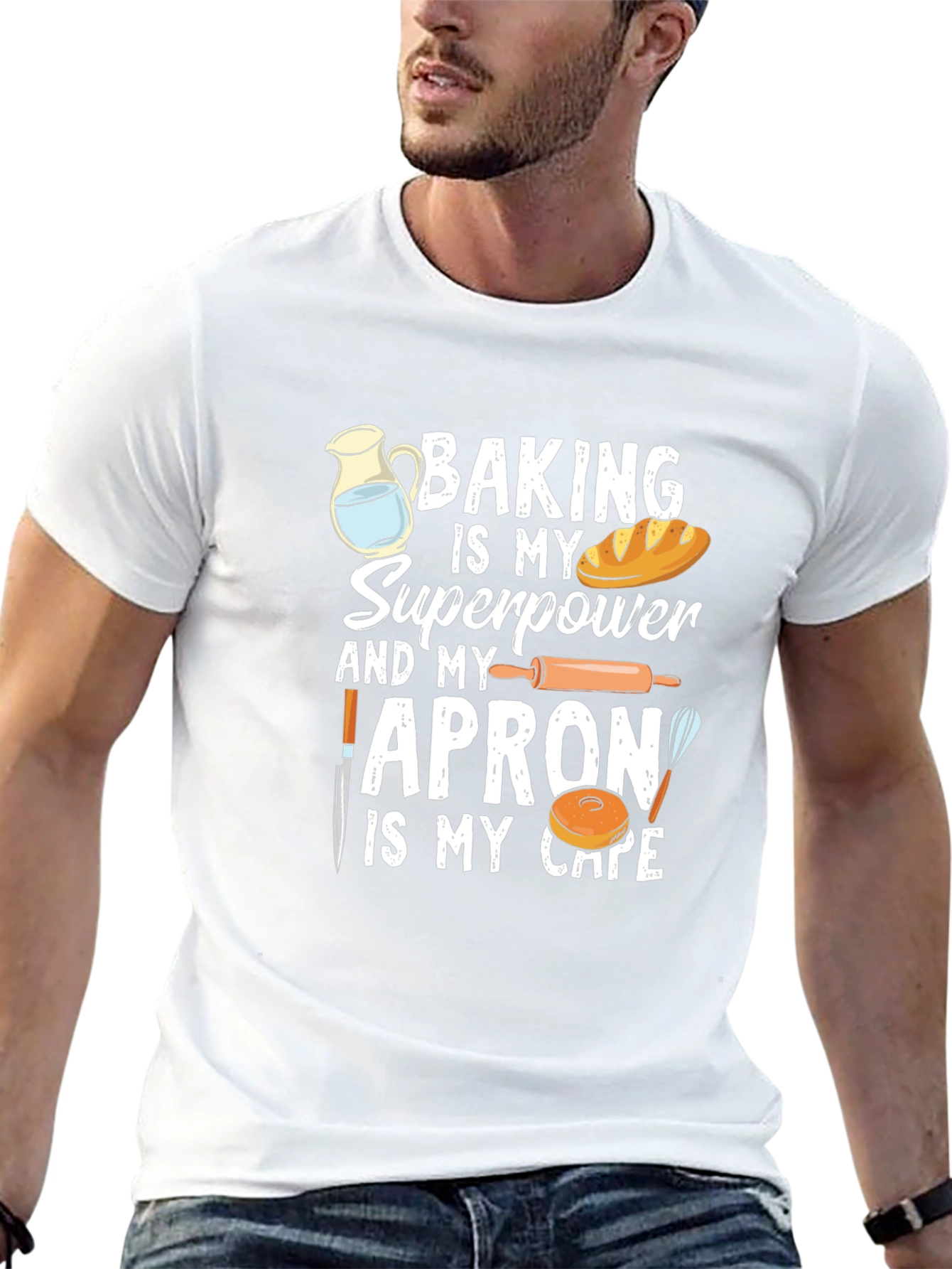 Black Baking Superpower T-Shirt, Funny Baker Tee view 13