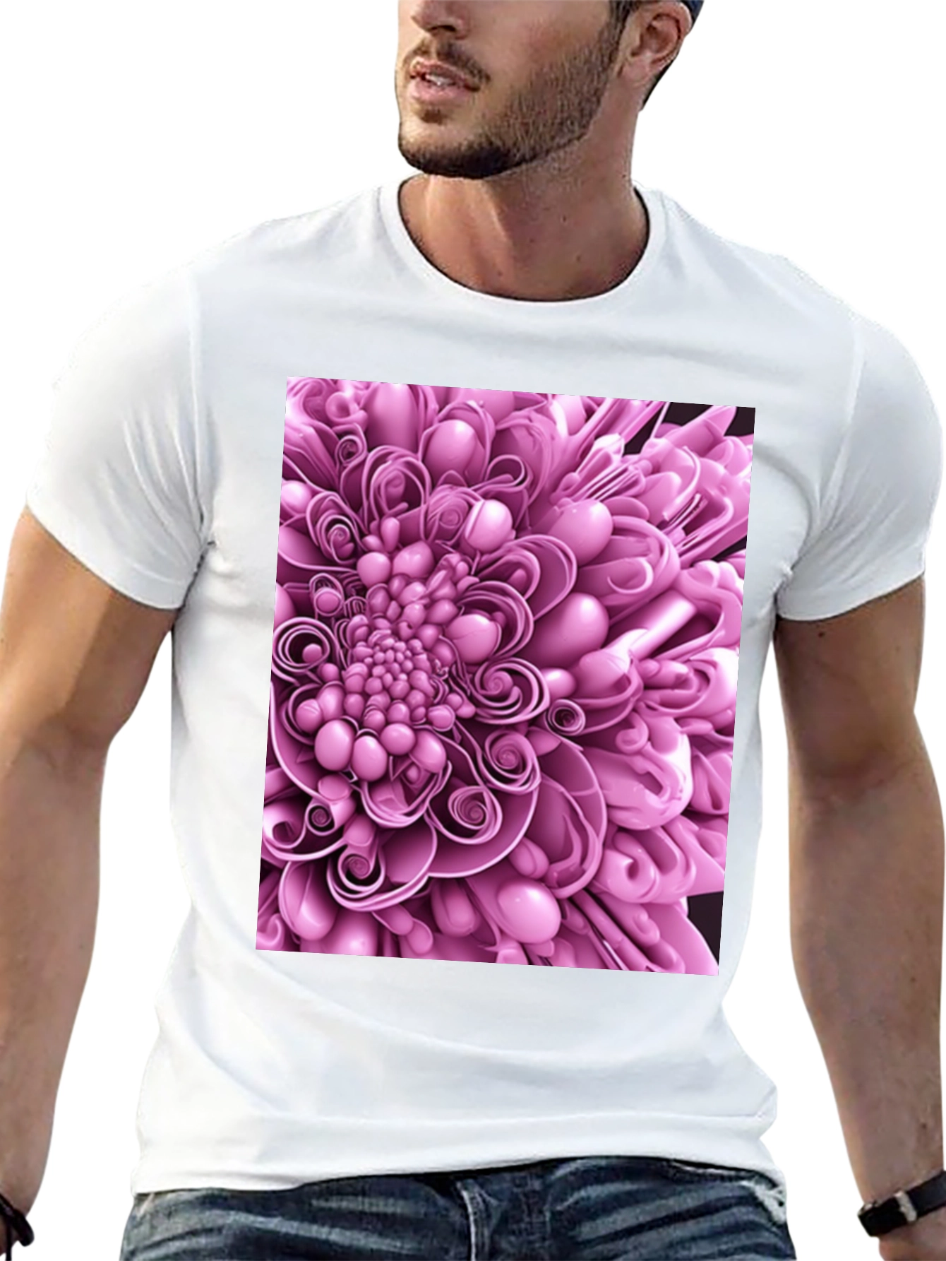 Black Abstract Flower Graphic Print Black T-Shirt view 13