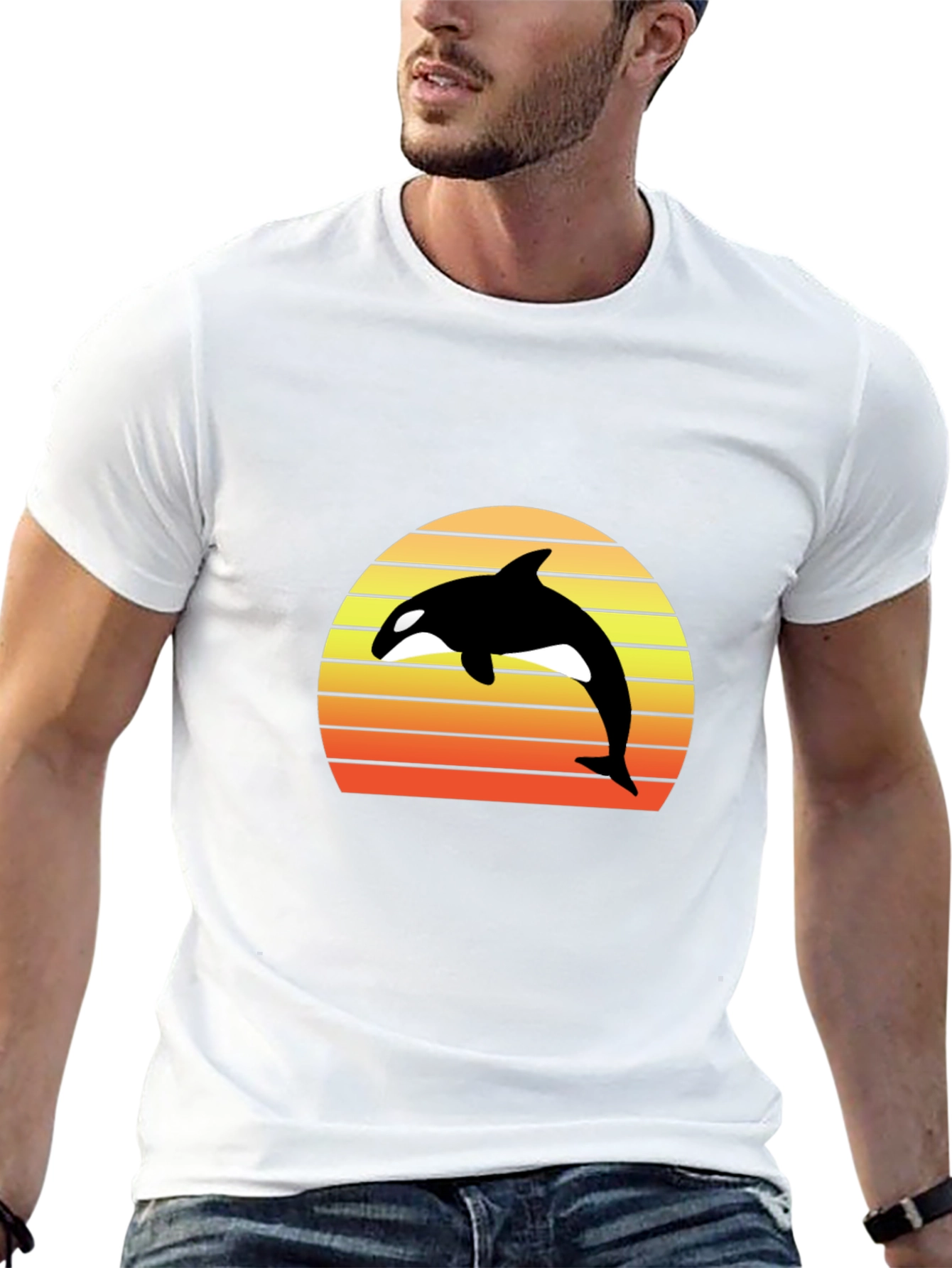 Black Orca Sunset Graphic Tee - Retro Style view 13