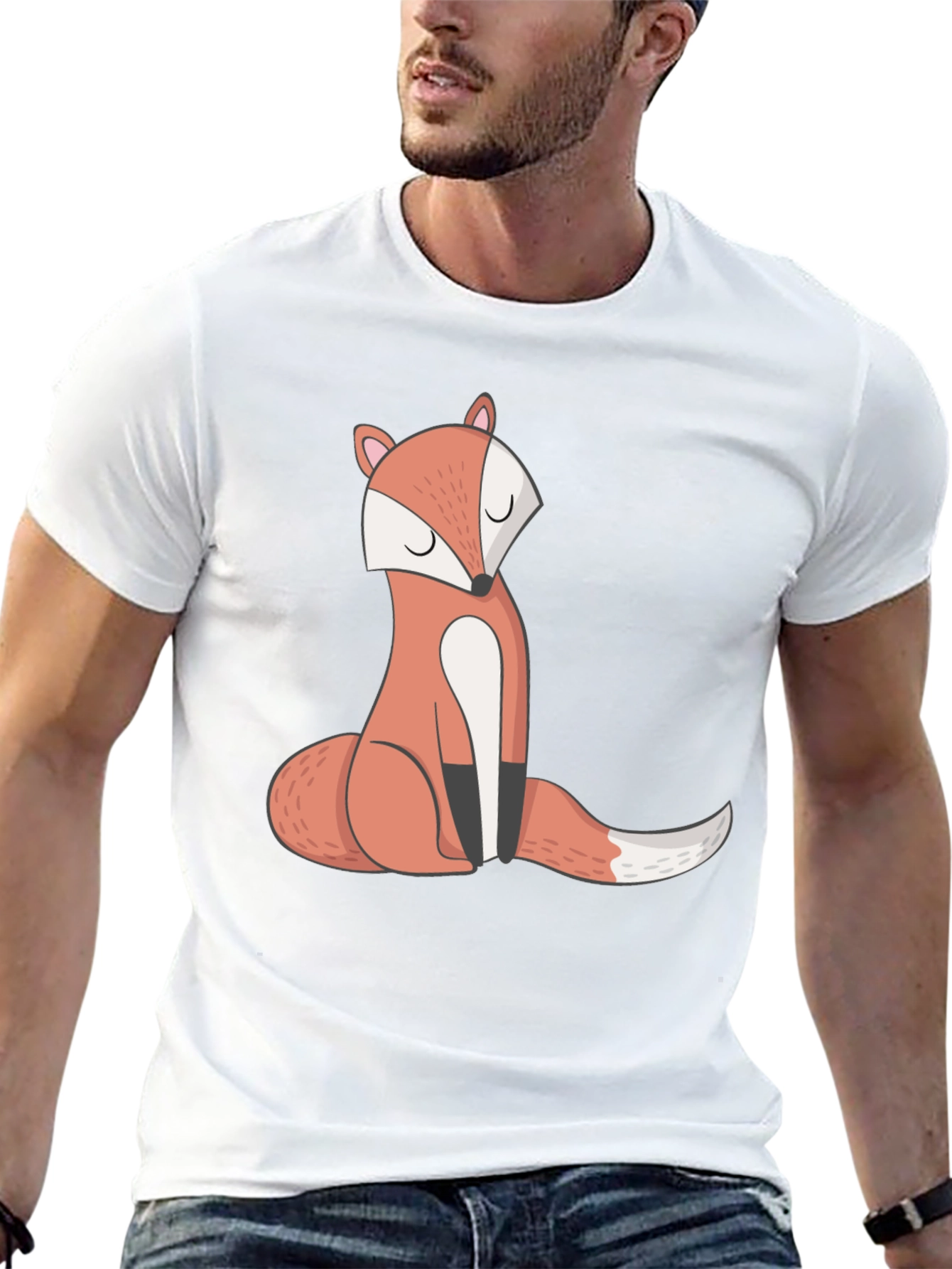 Black Cool Fox Graphic Tee - Unisex Black T-Shirt view 13