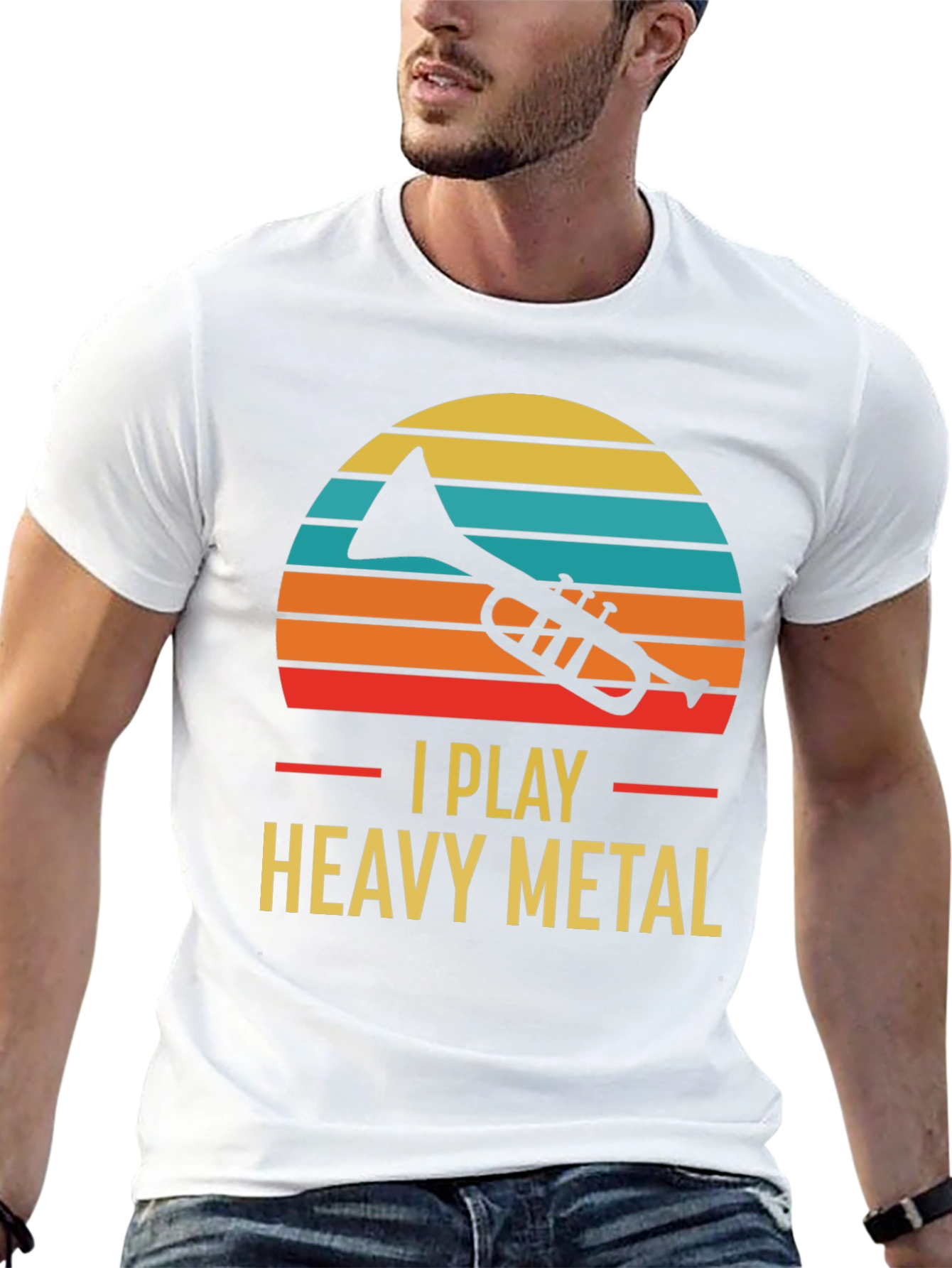Black I Play Heavy Metal Trumpet Graphic Tee view 13