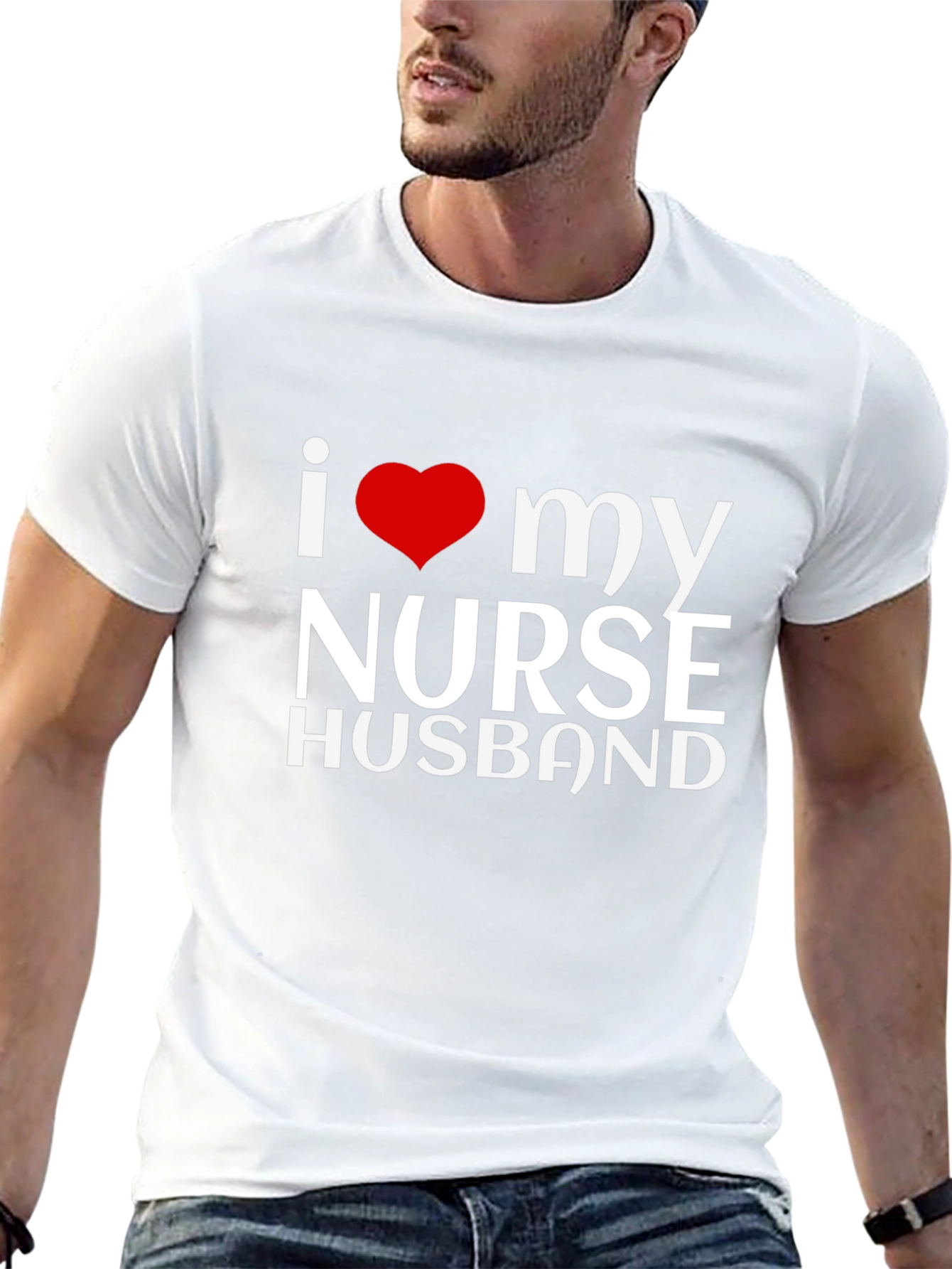 Black I Love My Nurse Husband Black Graphic Tee view 13