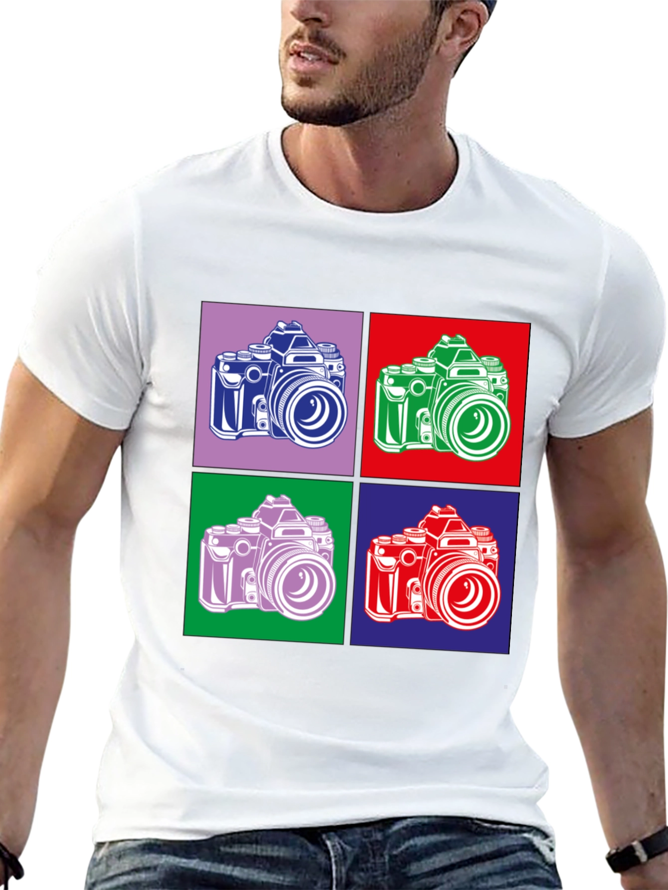 Black Retro Camera Graphic Tee - Pop Art Style view 13