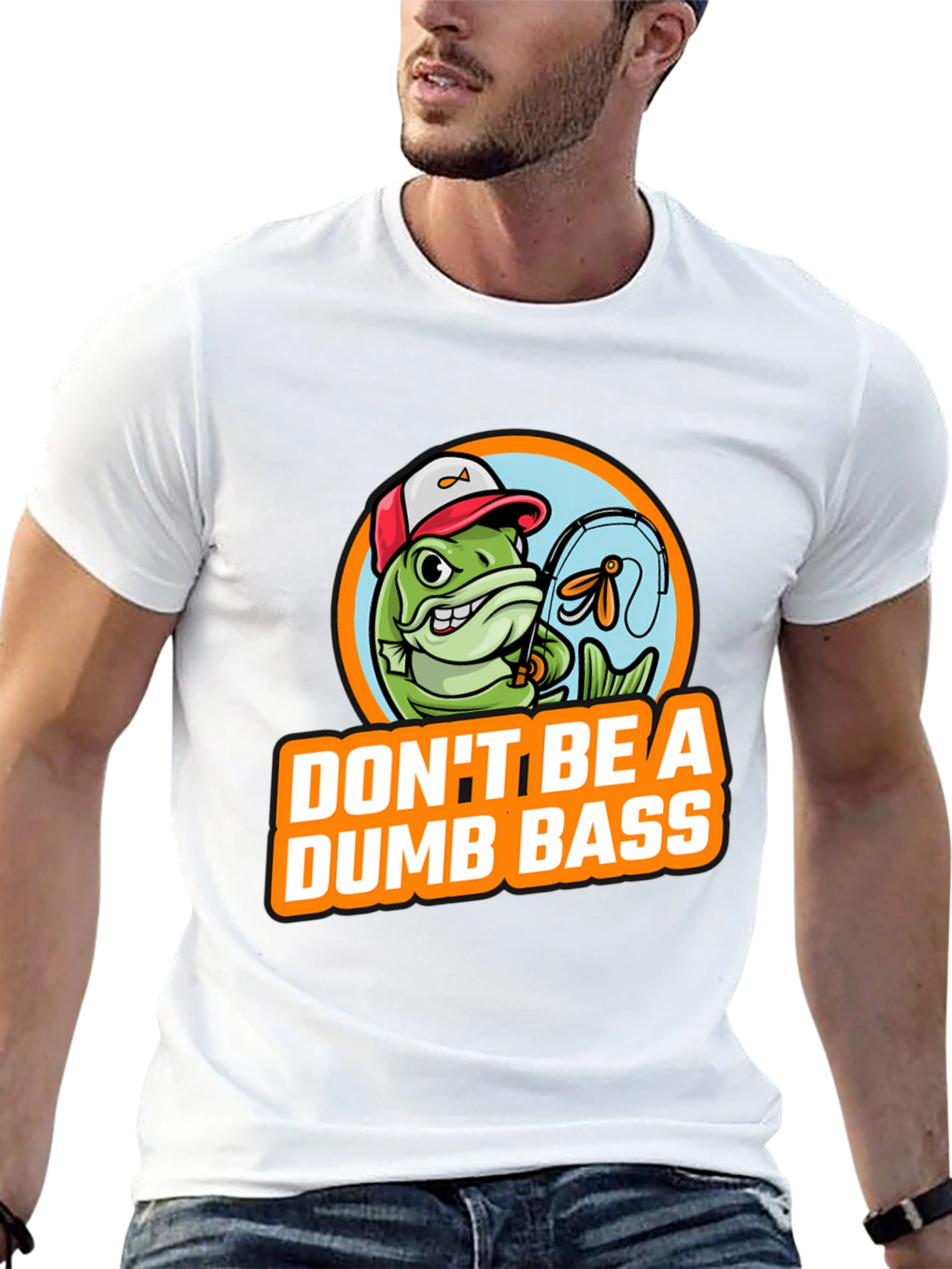 Black Don't Be A Dumb Bass Fishing Graphic T-Shirt view 13