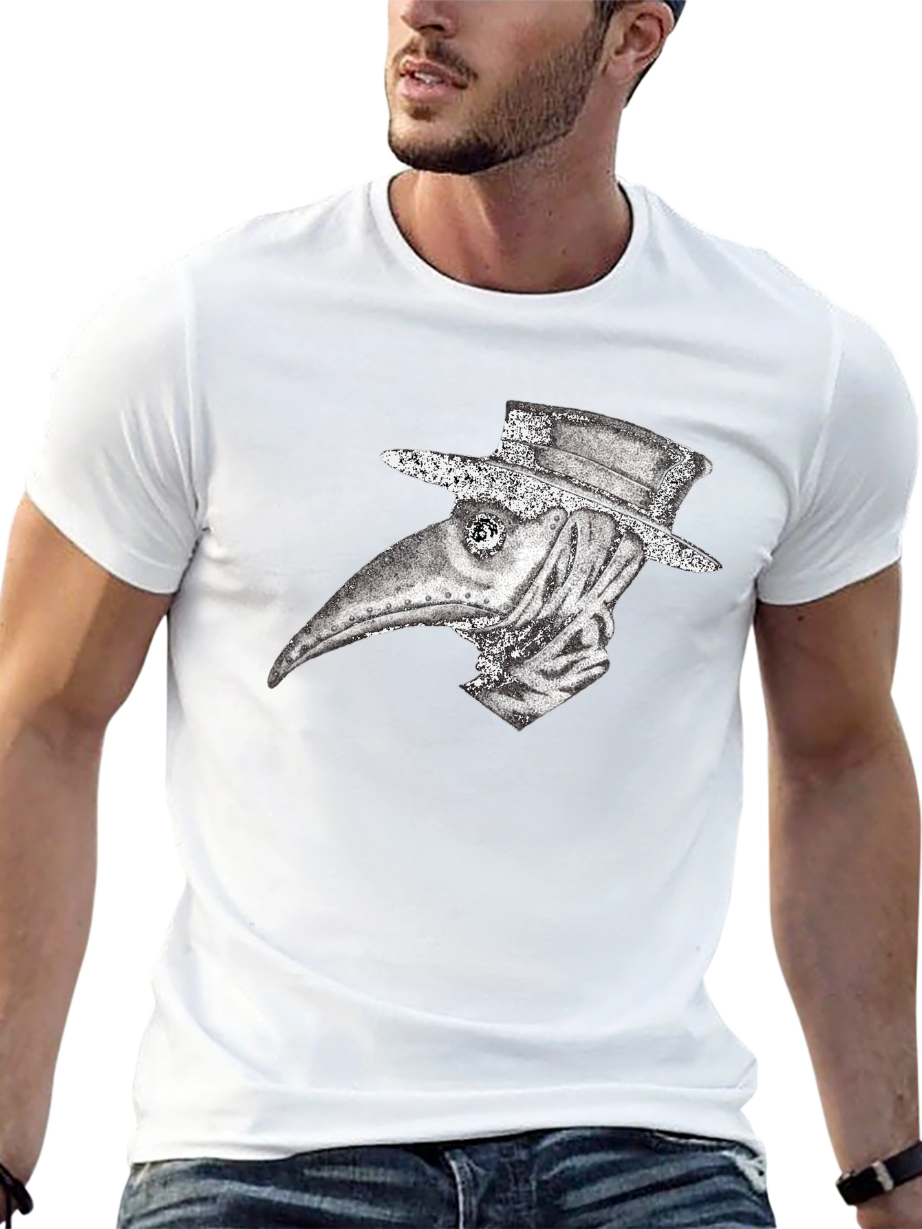 Black Plague Doctor Graphic Tee - Vintage Style view 13