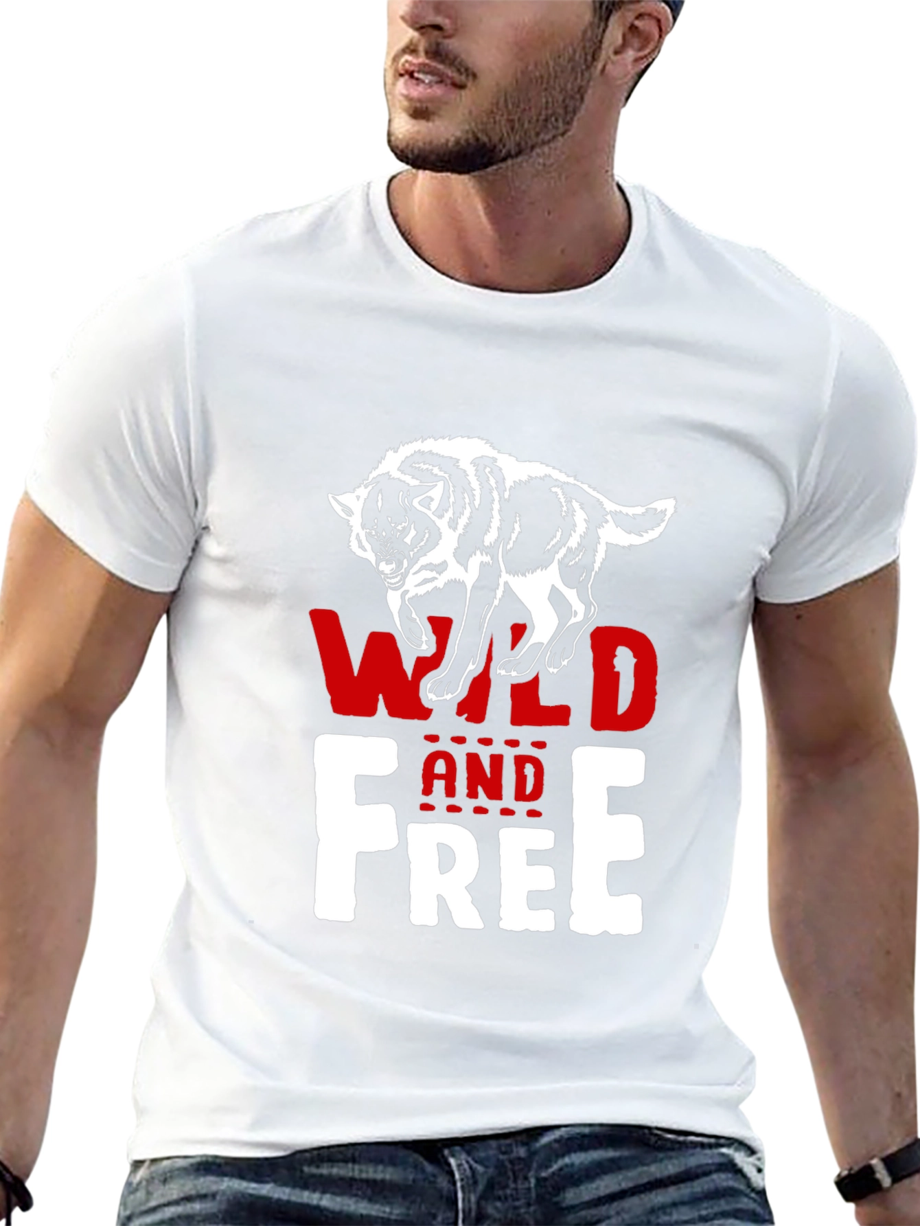 Black Wild and Free Wolf Graphic T-Shirt view 13