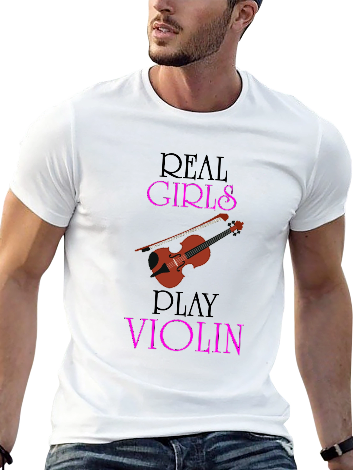 Black Real Girls Play Violin T-Shirt - Music Lover Tee view 13