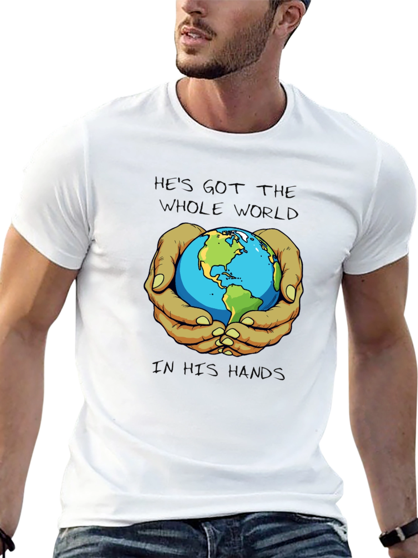 Black He's Got the Whole World T-Shirt view 13
