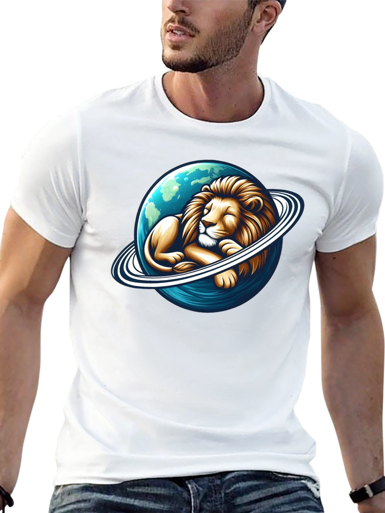 Black Lion Planet Graphic Tee - Men's Black T-Shirt view 13