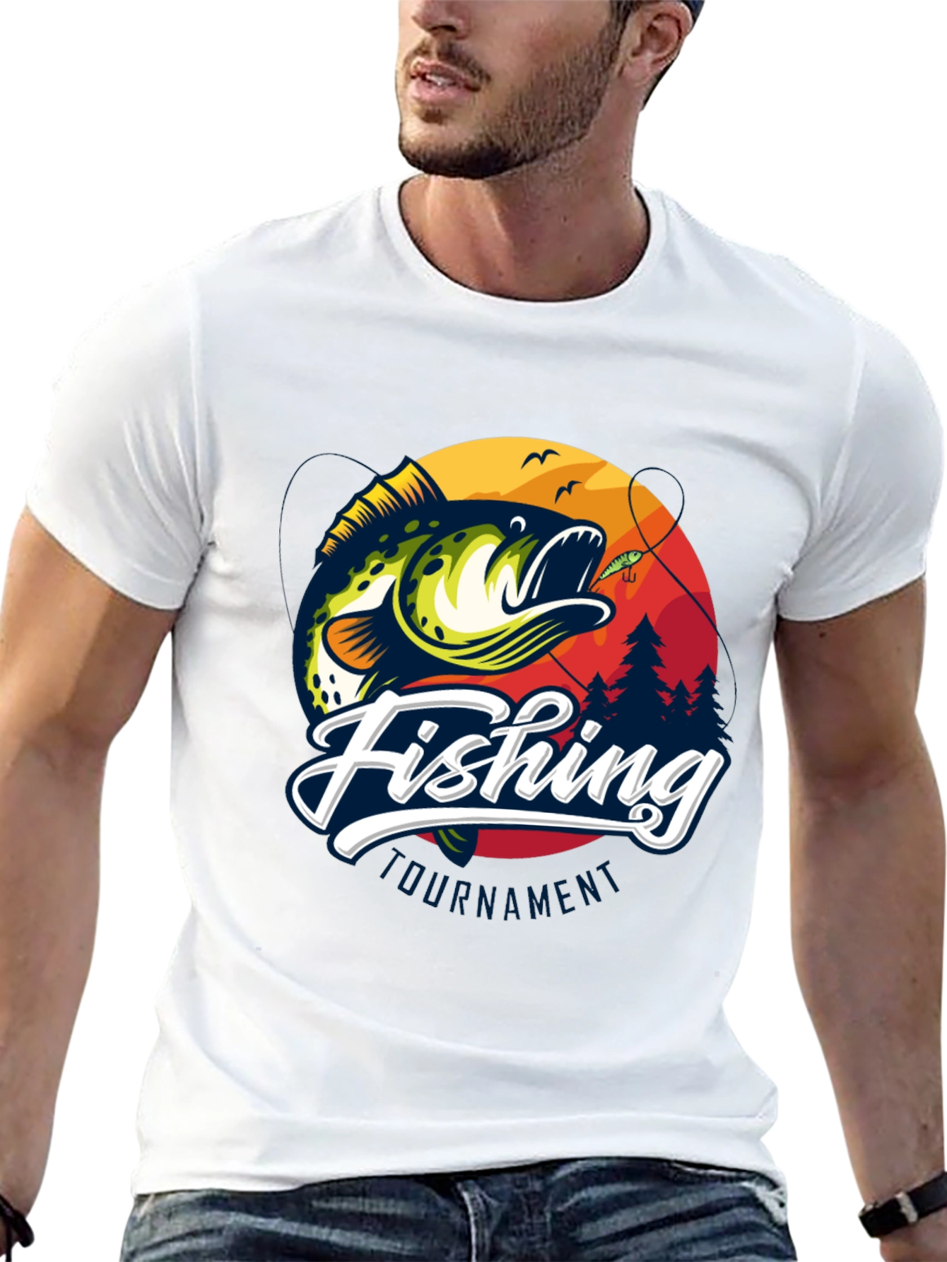 Black Fishing Tournament Black Graphic Tee view 13