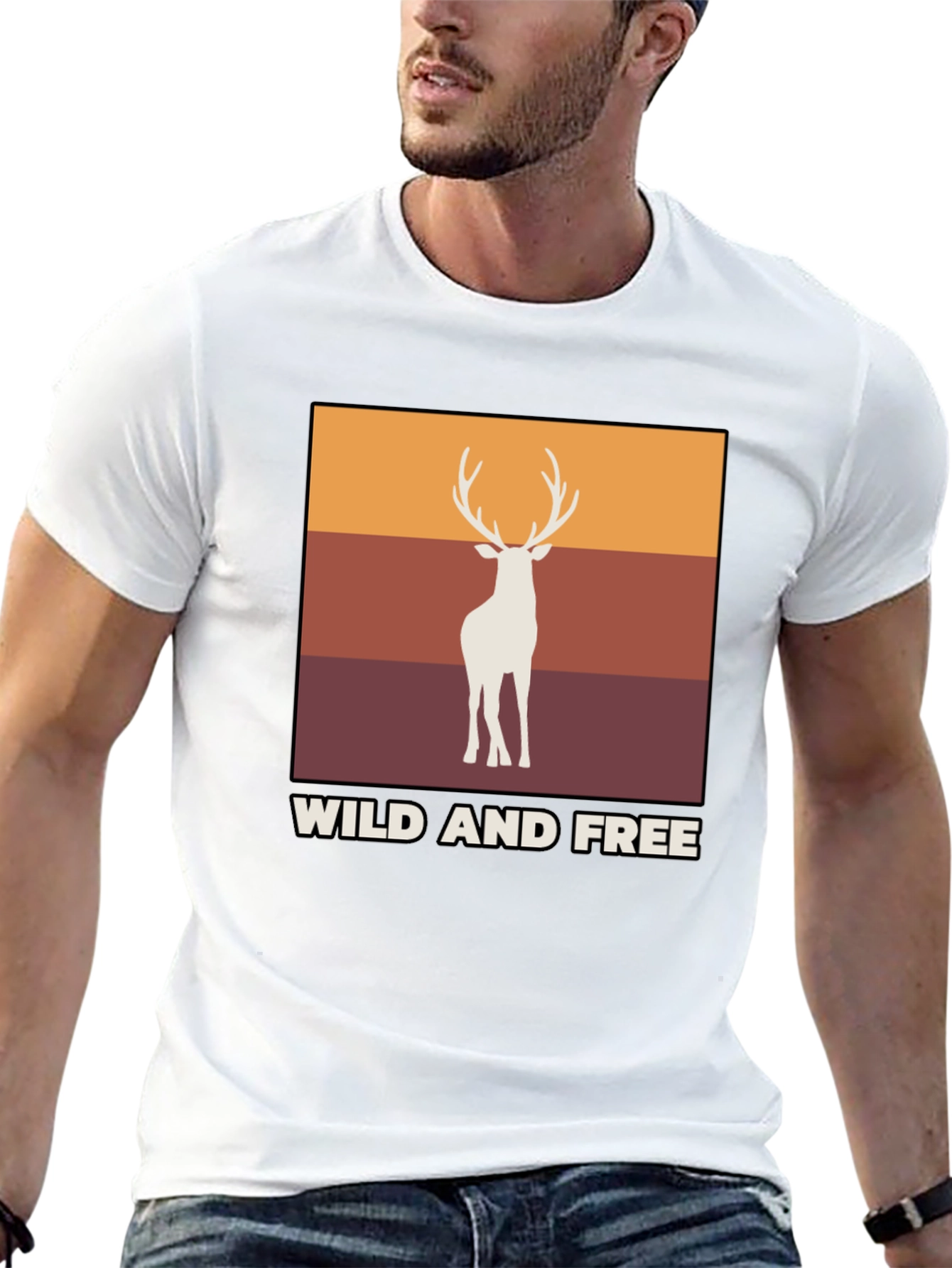 Black Wild and Free Deer Graphic Tee view 13