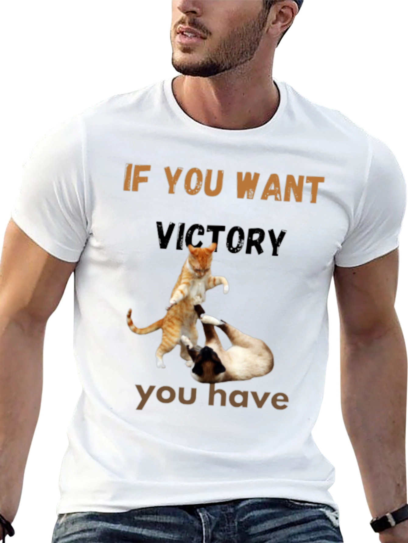 Black Fighting Cats T-Shirt - If You Want Victory view 13