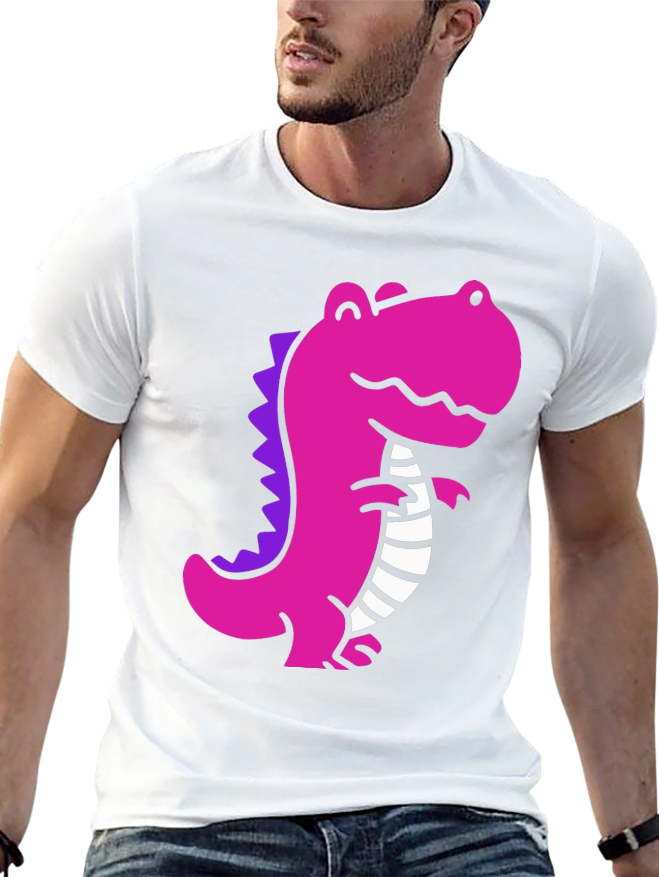 Black Pink Dino Graphic Tee - Casual Black T-Shirt view 13