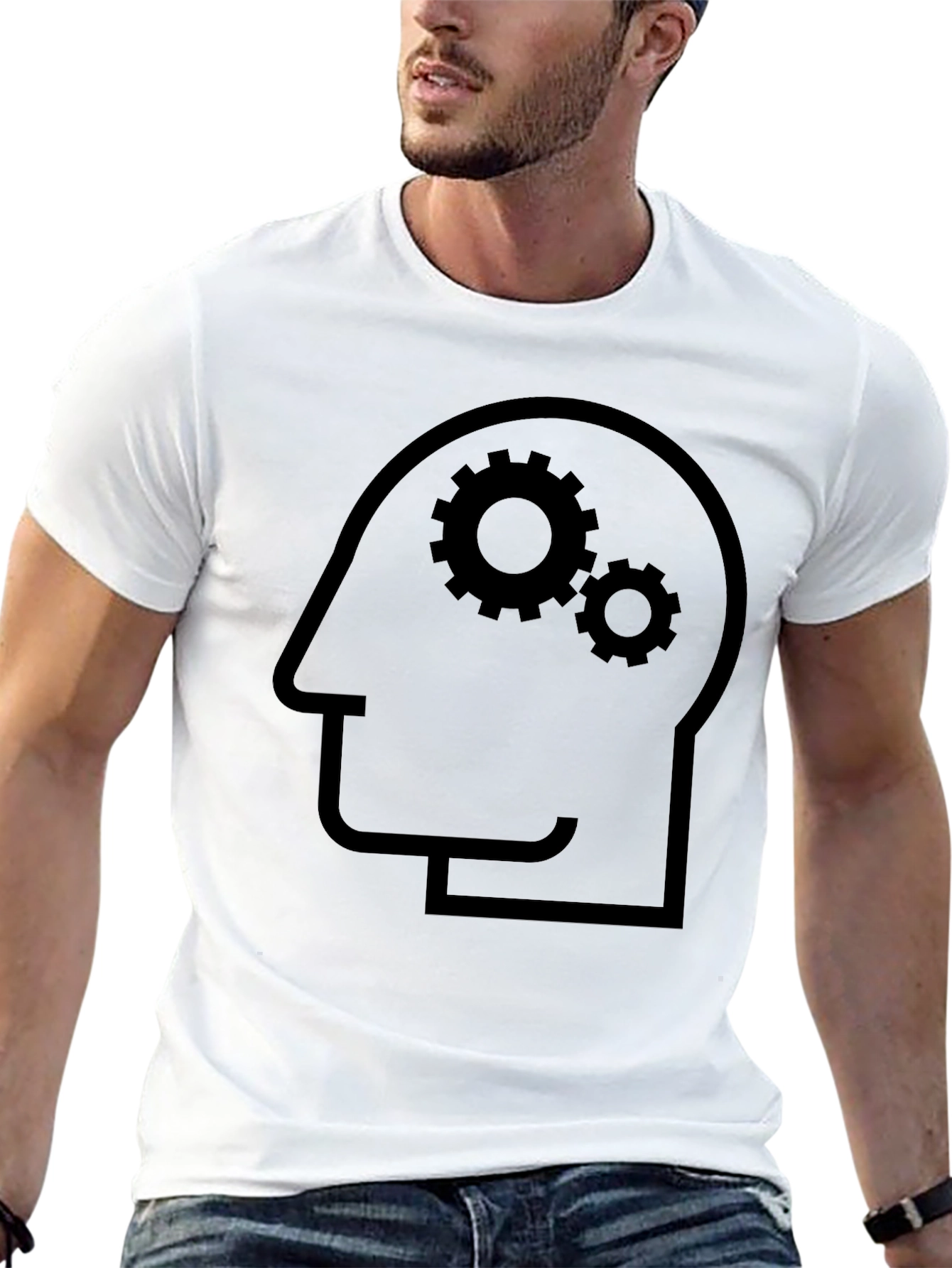 Black Thinking Gears Graphic Tee - Black Cotton view 13