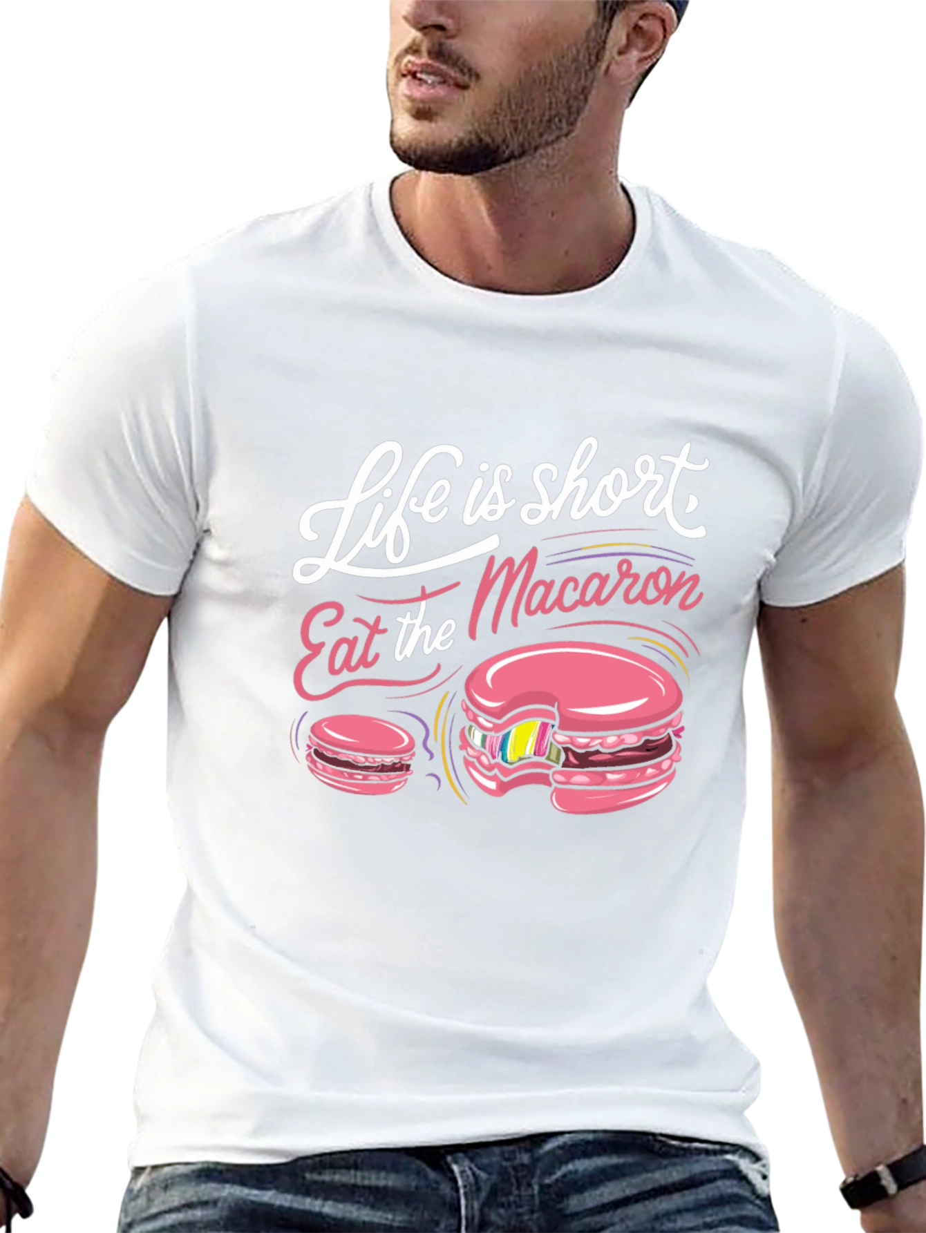 Black Life is Short Eat Macaron T-Shirt view 13
