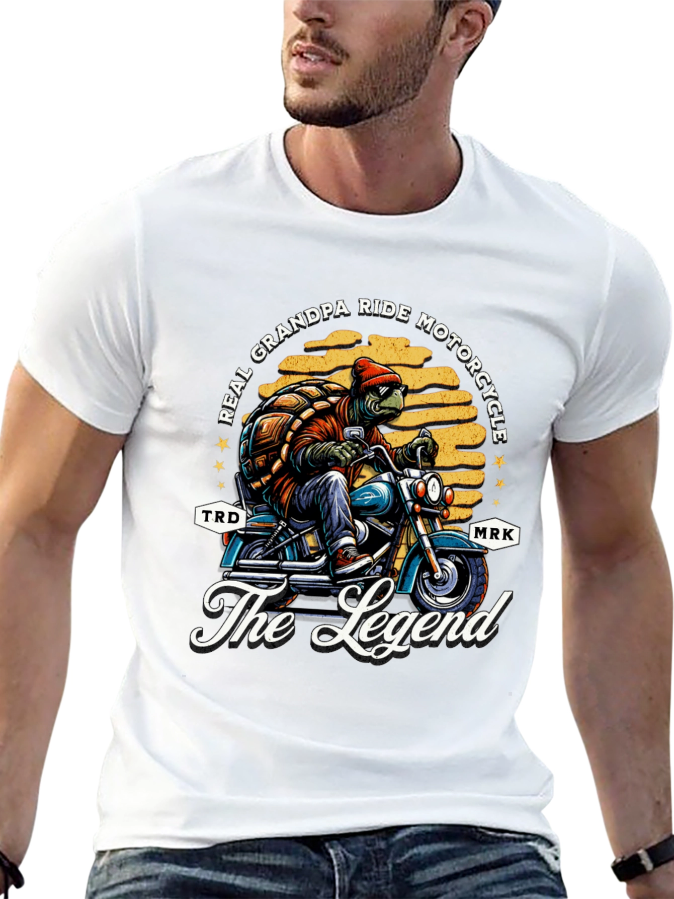 Black Grandpa Turtle Motorcycle T-Shirt - Ride Like a Legend view 13