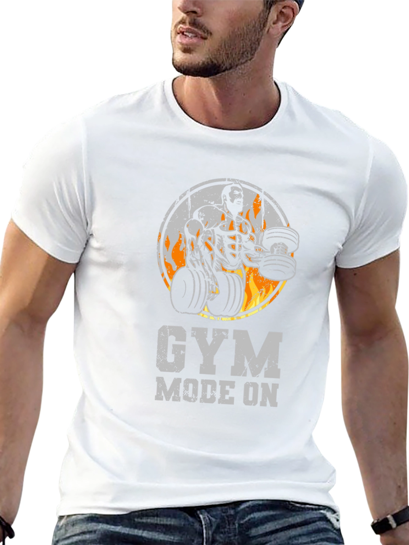 Black Gym Mode On Black T-Shirt view 13