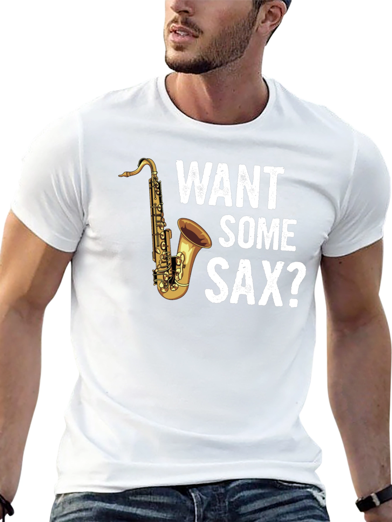 Black Want Some Sax? T-Shirt view 13