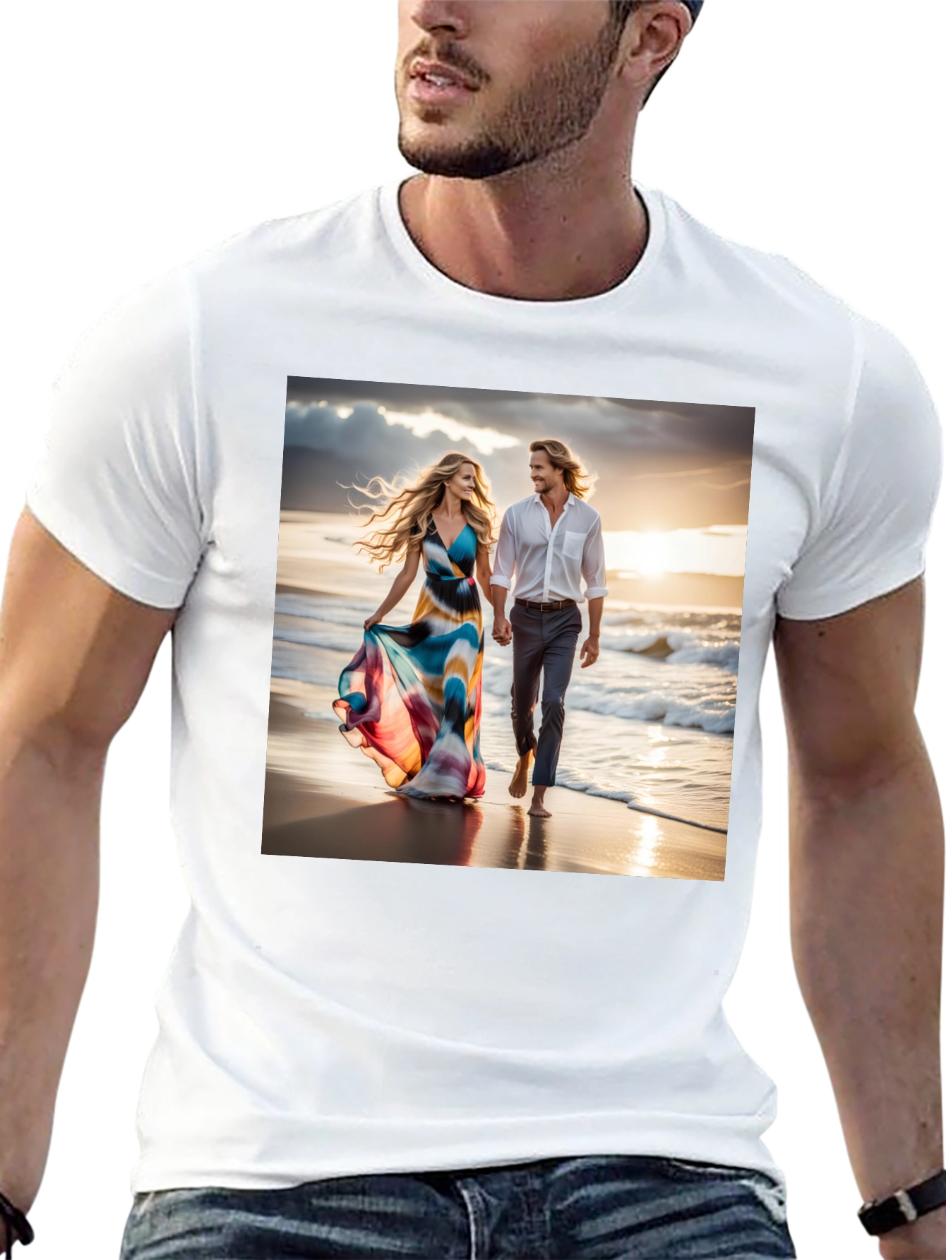 Black Romantic Beach Walk T-Shirt view 13