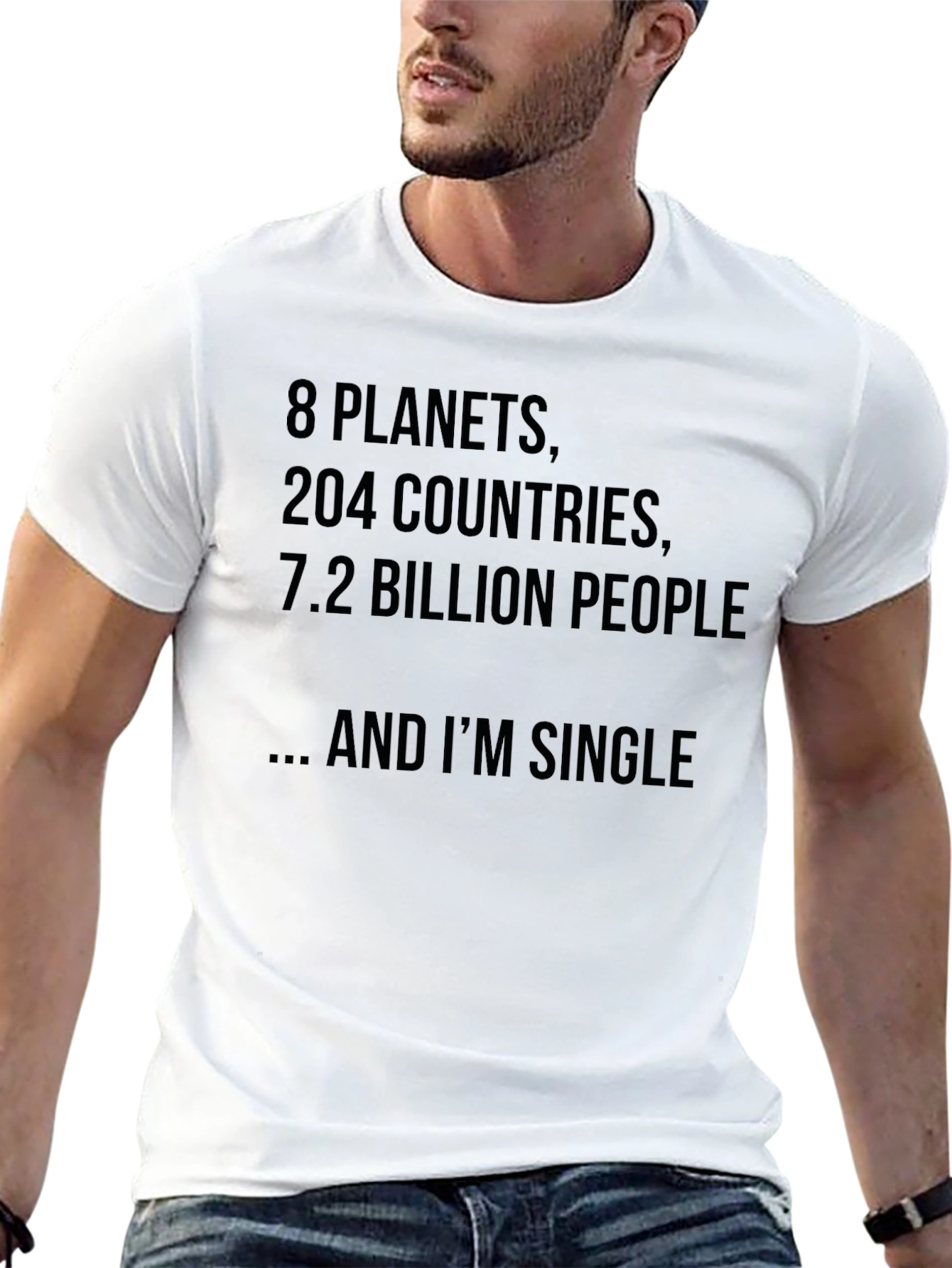 Black Funny Single T-Shirt - 8 Planets, 204 Countries view 13