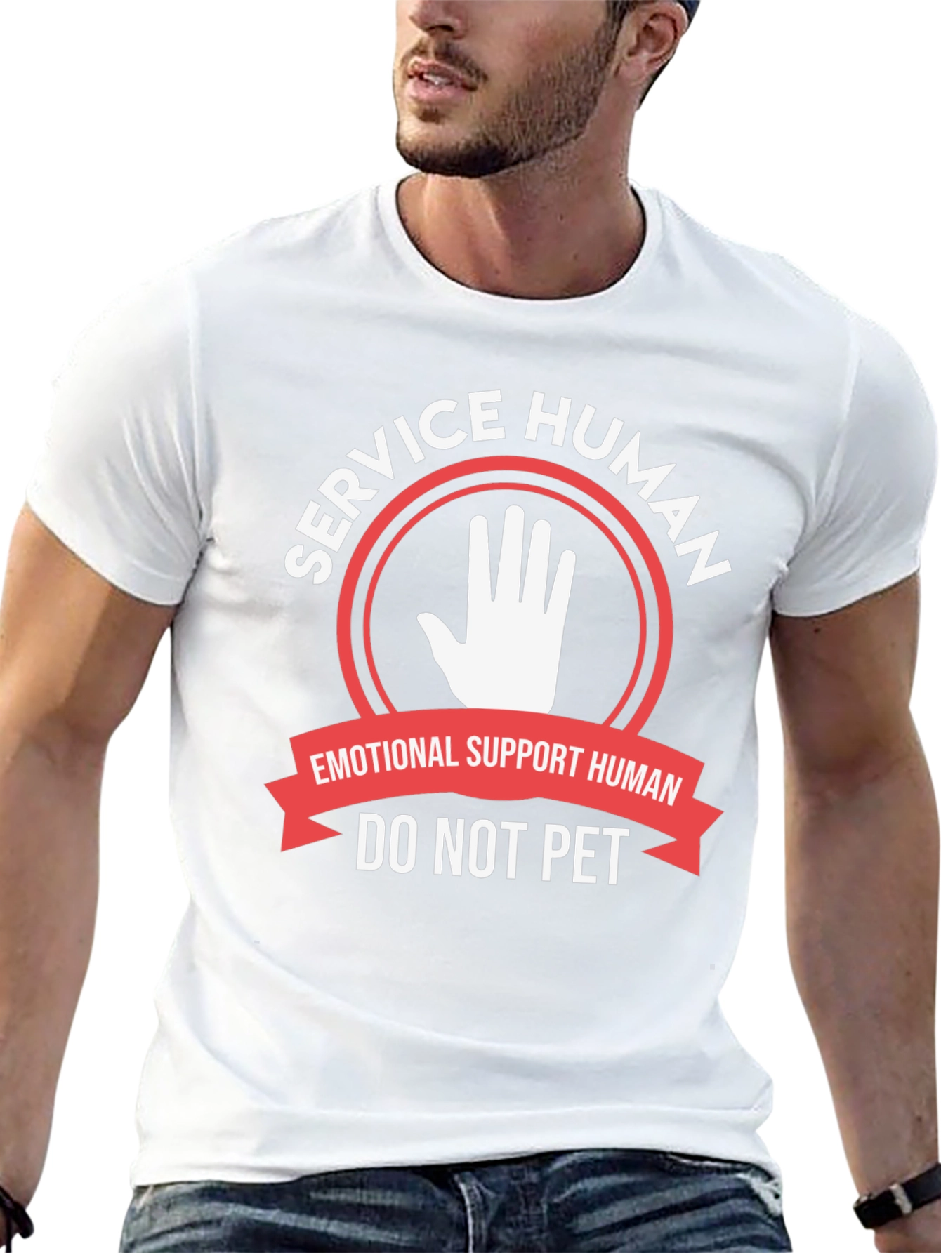 Black Service Human Emotional Support T-Shirt view 13