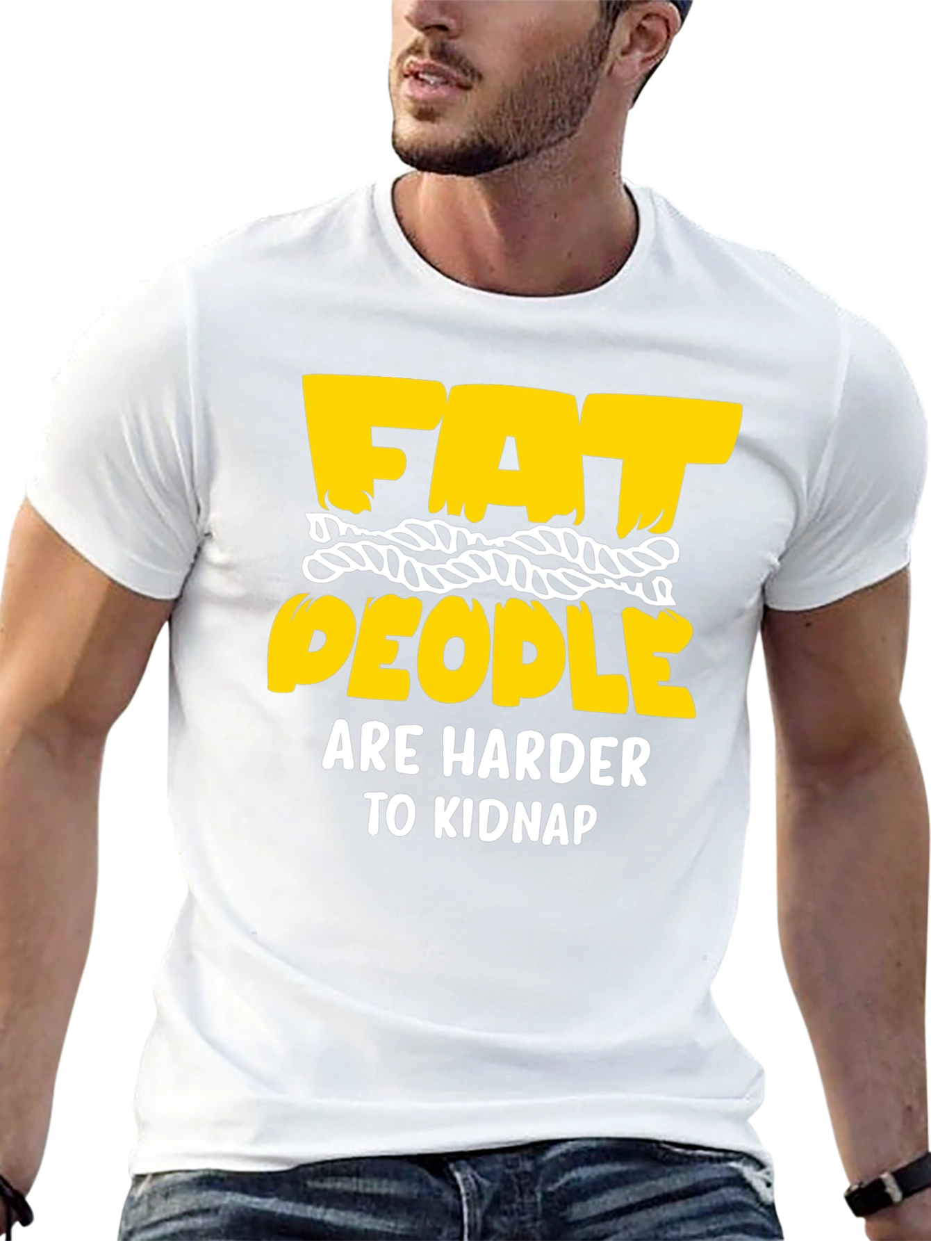 Black Funny Graphic T-Shirt: Fat People Are Harder To Kidnap view 13