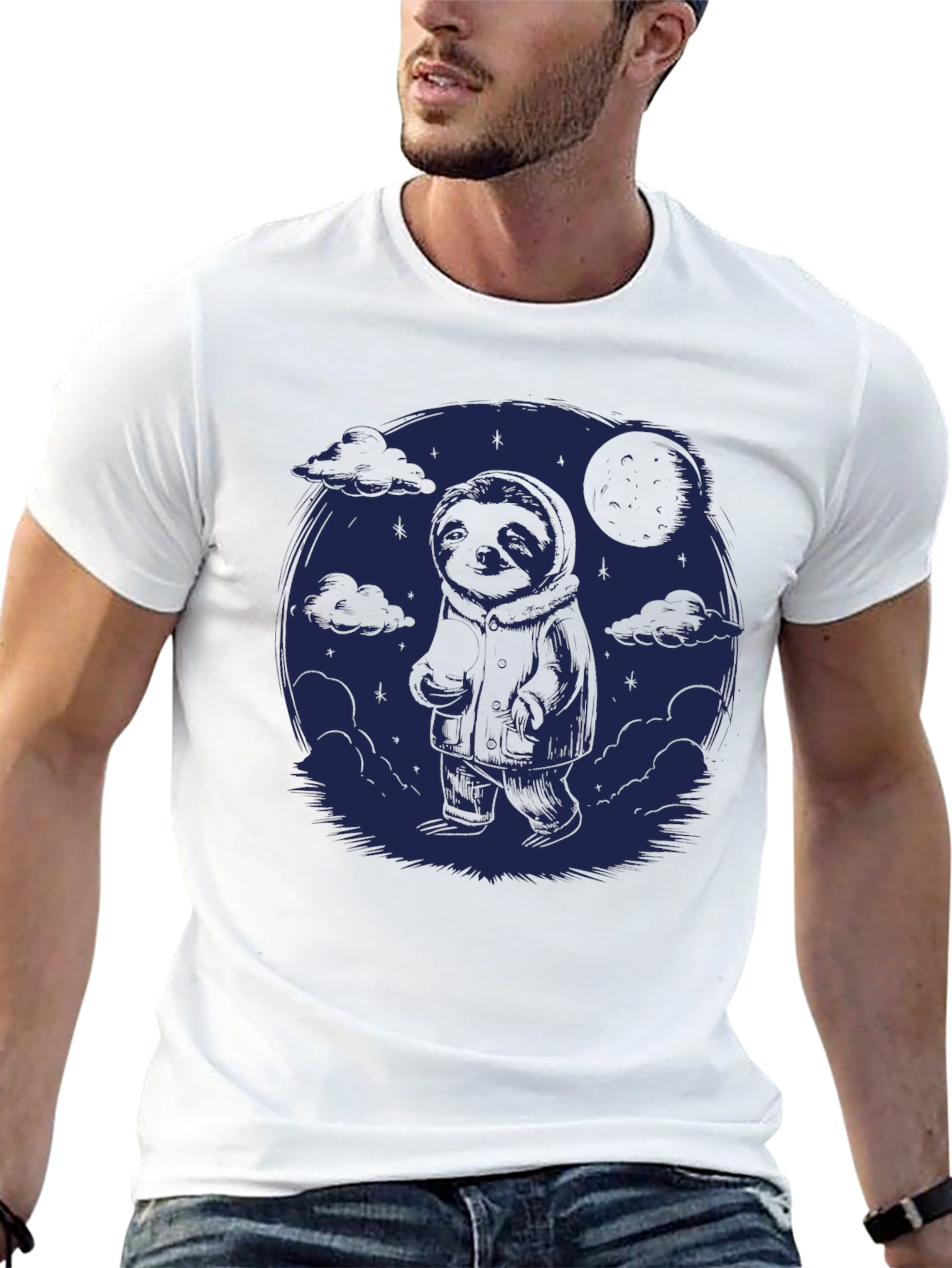 Black Sloth Moon Graphic Tee - Comfy Casual Style view 13