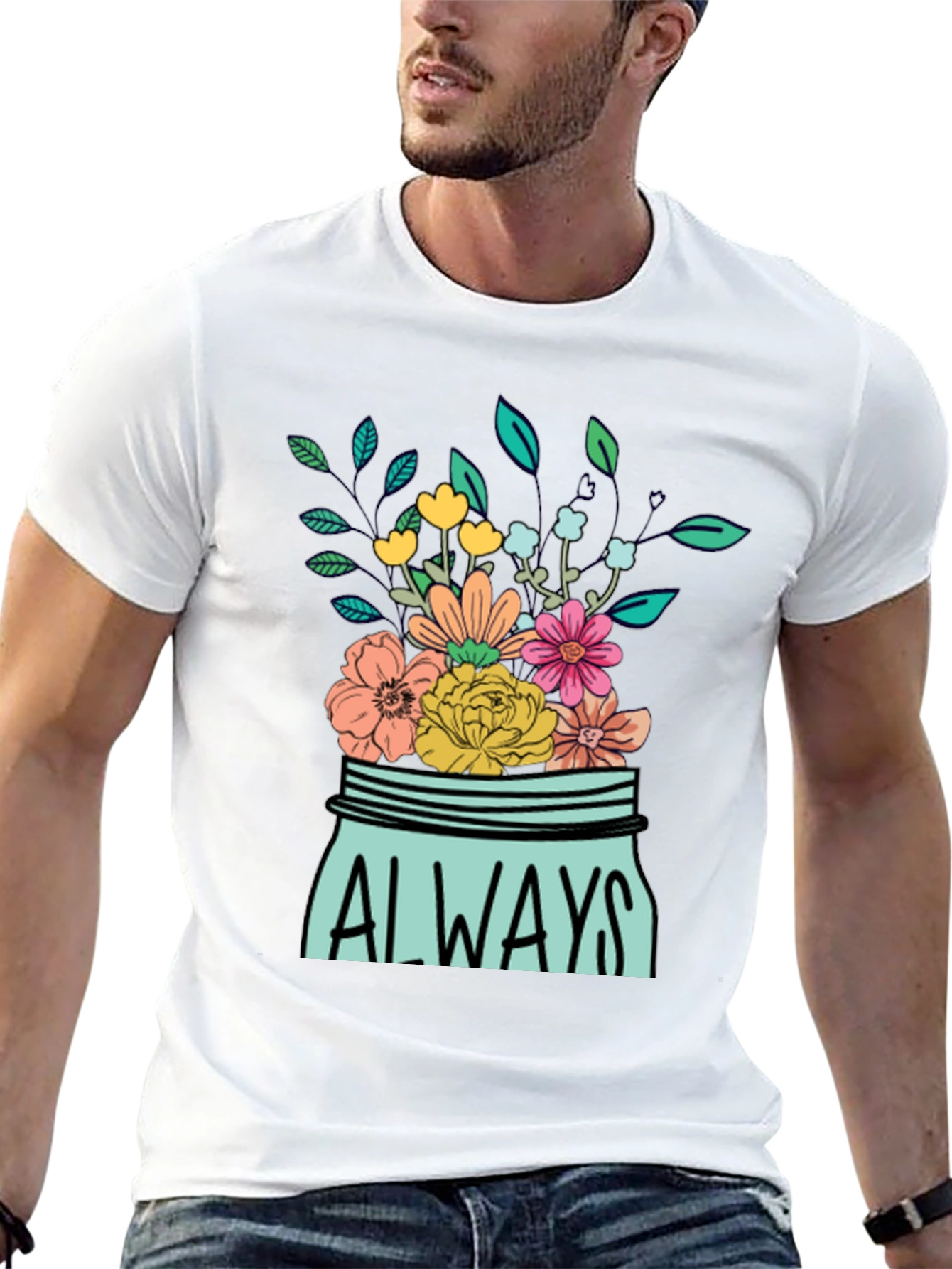 Black Always Floral Jar Graphic T-Shirt view 13