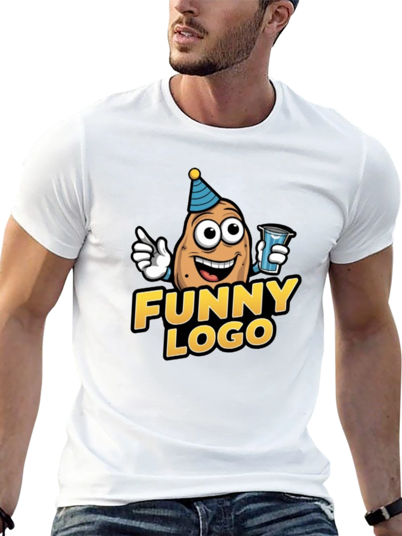 Black Funny Logo Potato Graphic Tee view 13