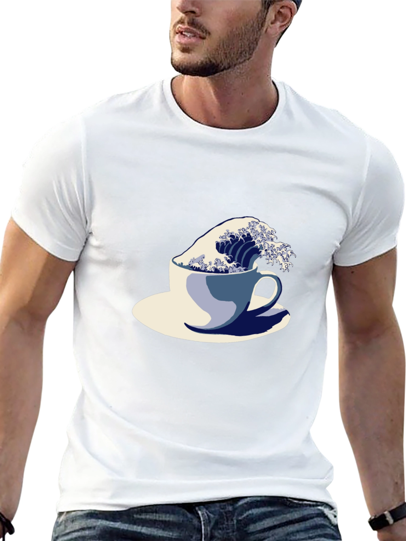 Black Wave in a Cup Graphic Tee - Unique Artistic Design view 13