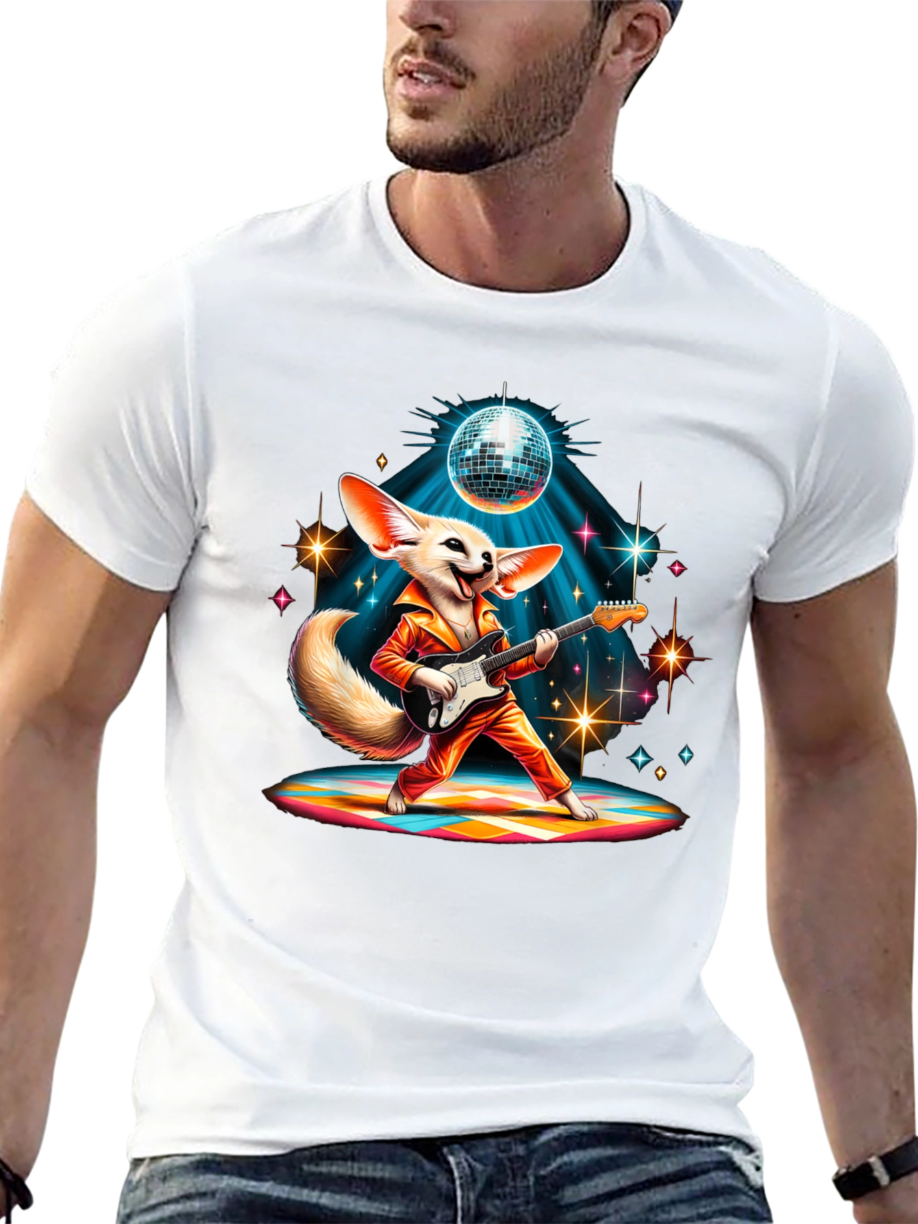 Black Funky Fox Guitarist Graphic Tee view 13