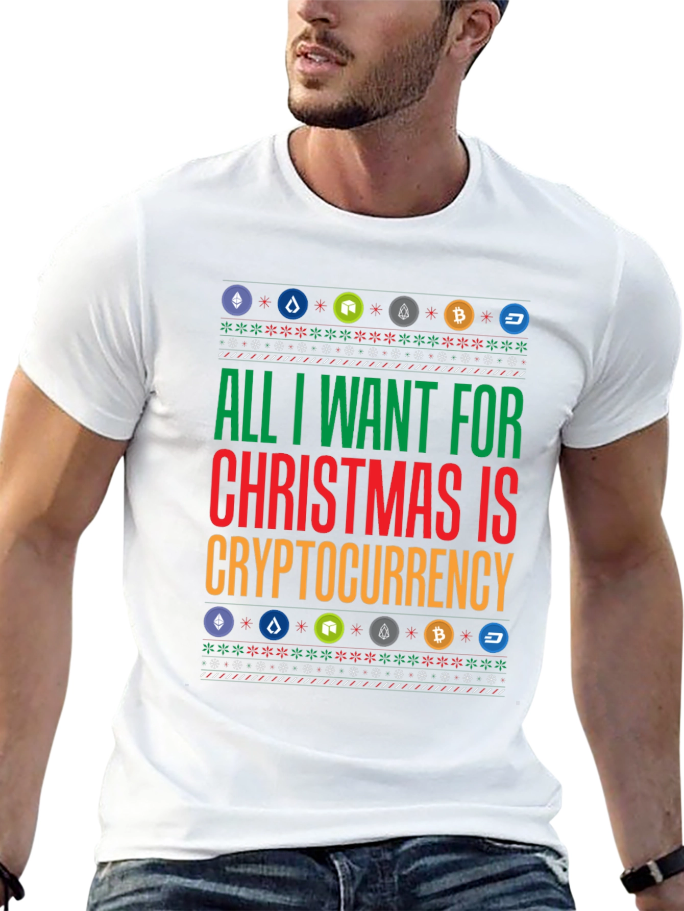 Black Crypto Christmas T-Shirt - All I Want is Cryptocurrency Holiday Tee view 13