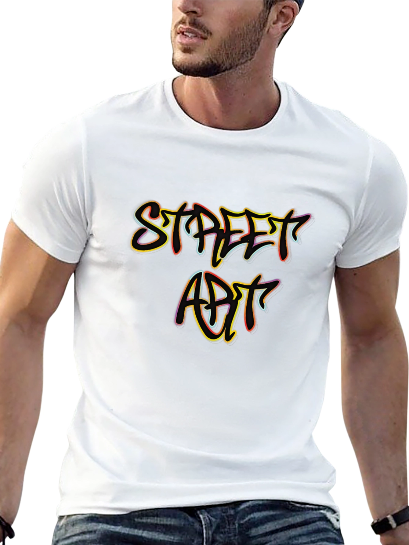 Black Street Art Graphic Tee - Stylish Men's Black T-Shirt view 13