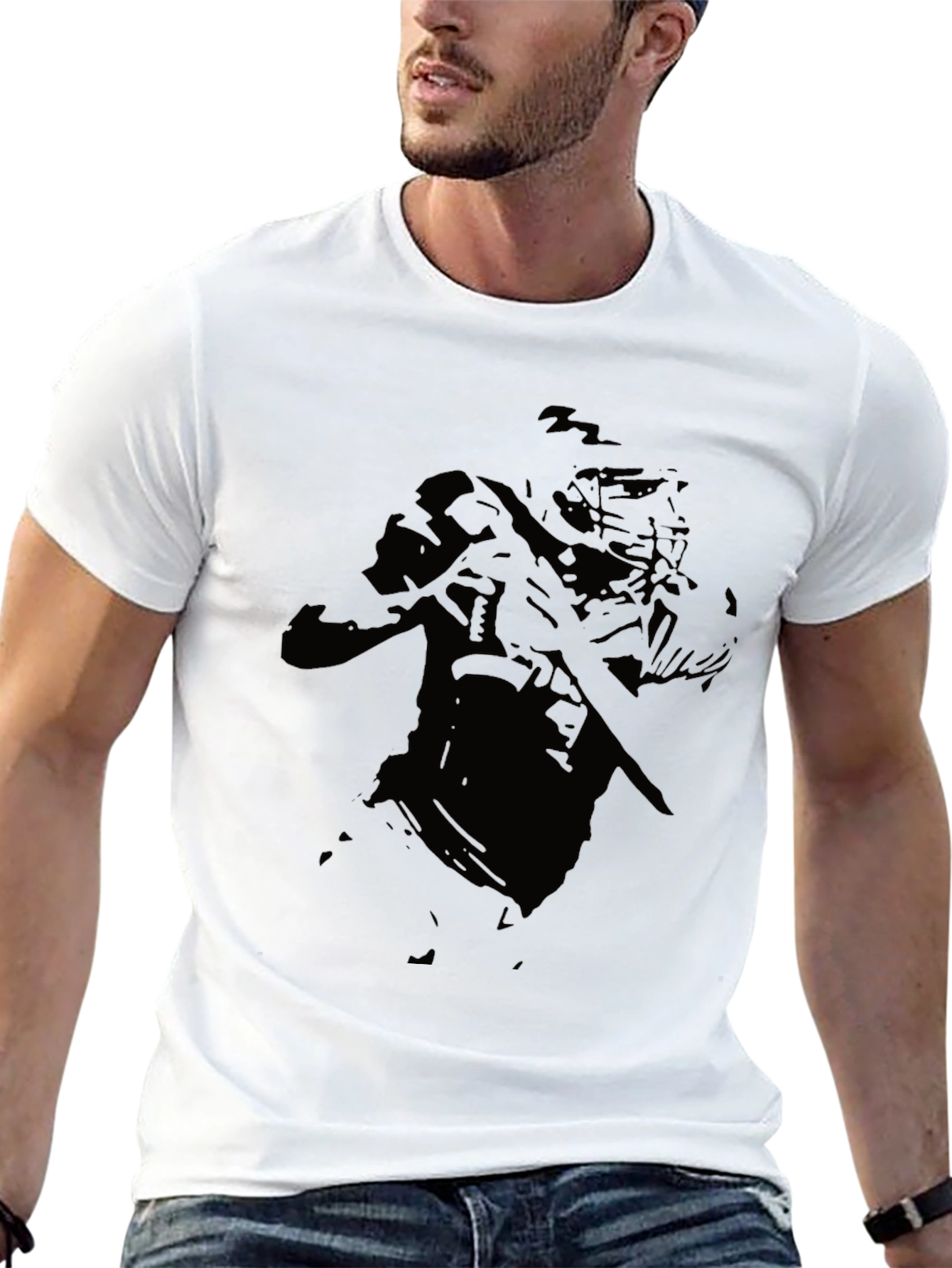 Black Men's Graphic Black T-Shirt view 13
