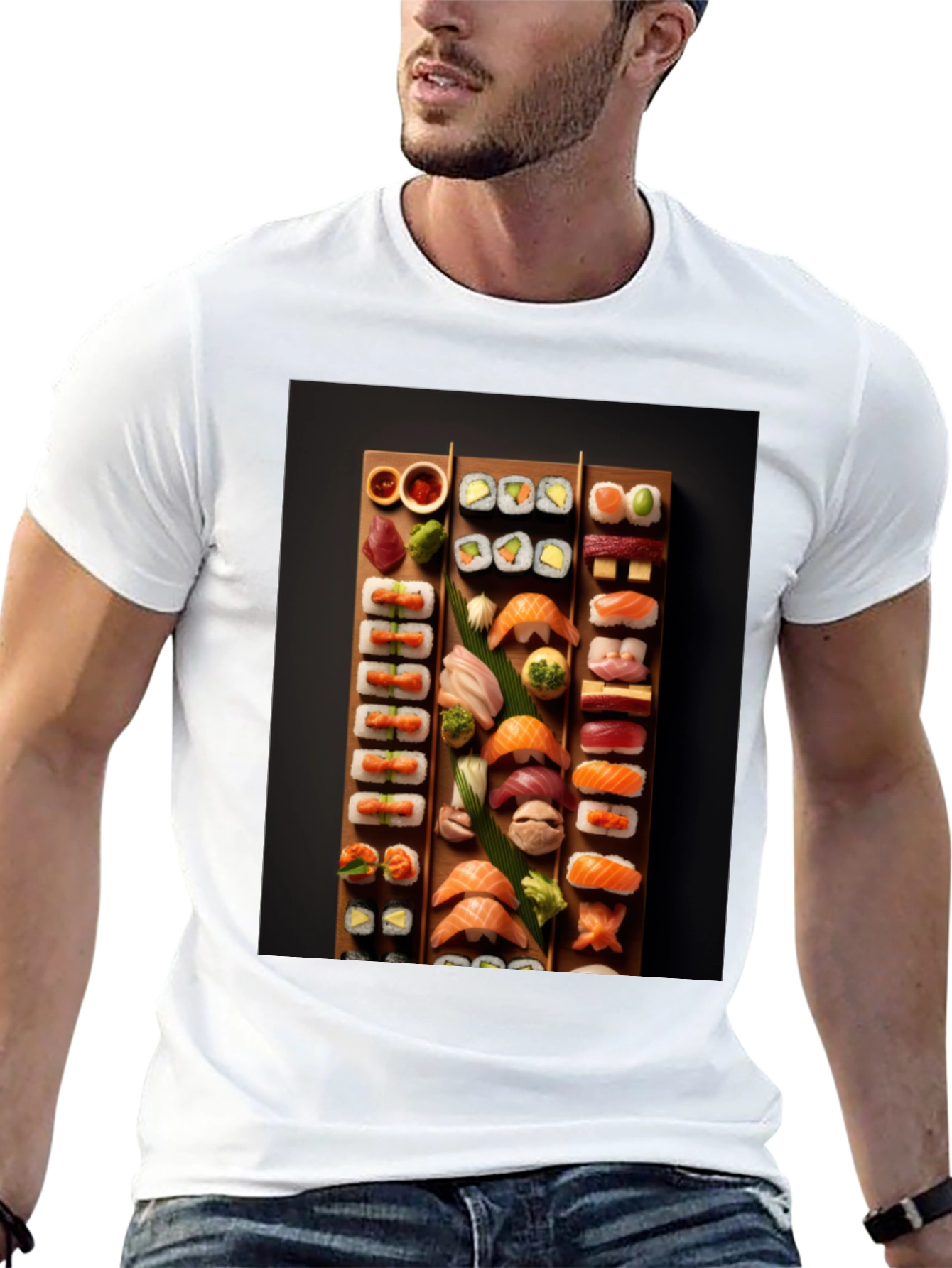 Black Sushi Platter Graphic T-Shirt - Foodie Fashion view 13